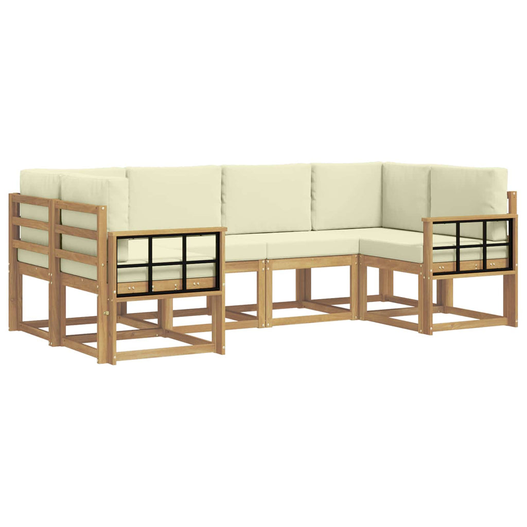 Outdoor-Sofagarnitur mit Kissen 6 pcs Weiß und Creme