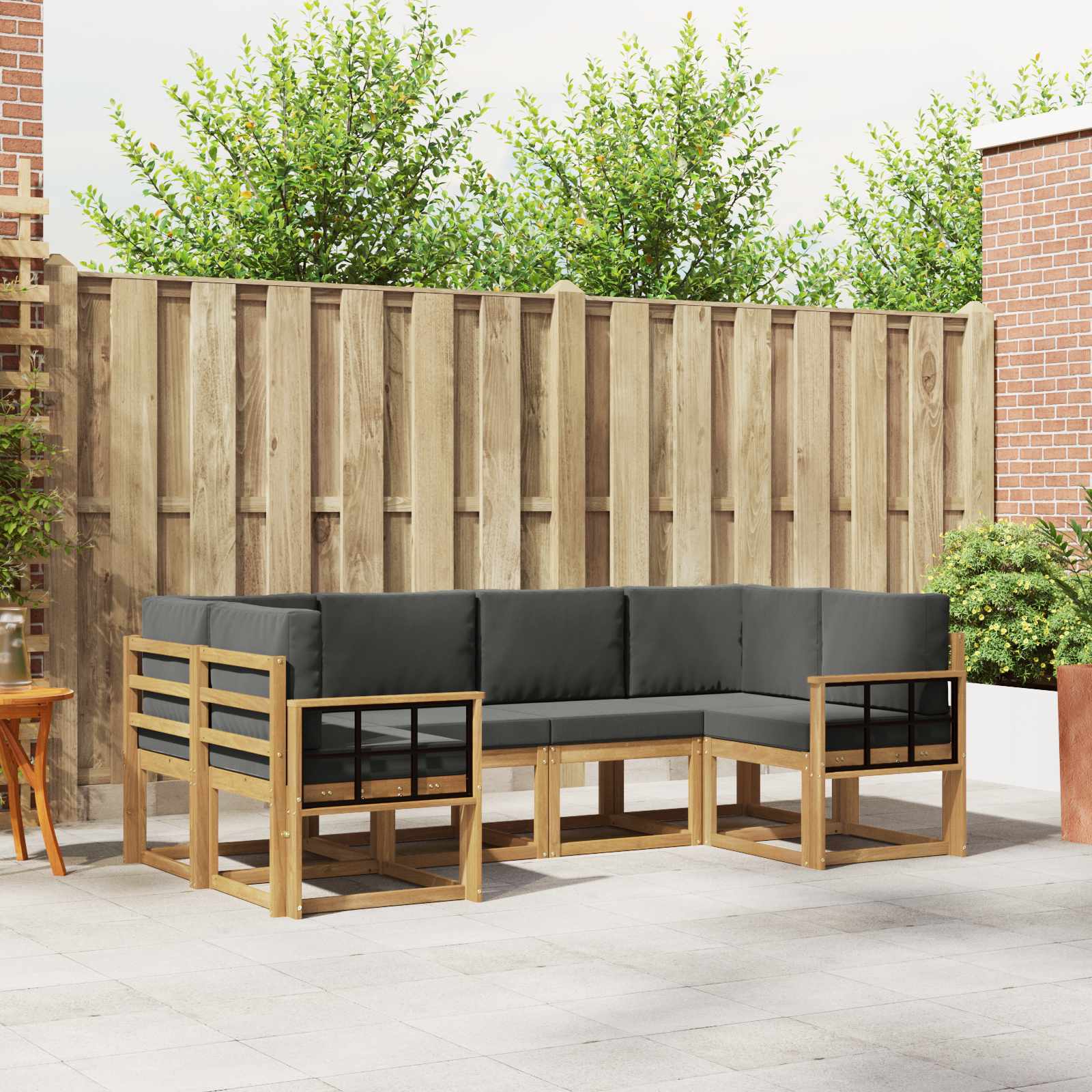 Outdoor-Sofagarnitur mit Kissen 6 pcs Weiß und Anthrazit