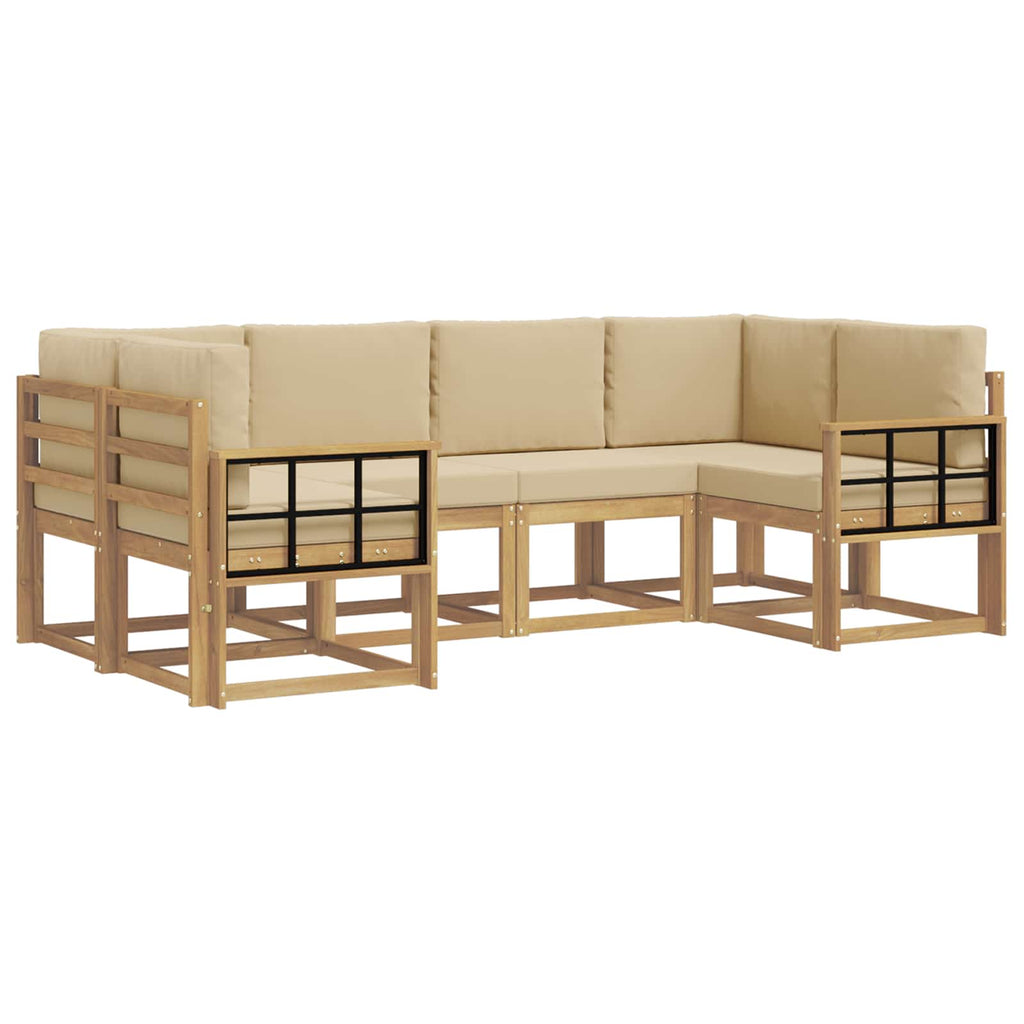 Outdoor-Sofagarnitur mit Kissen 6 pcs Weiß und Beige