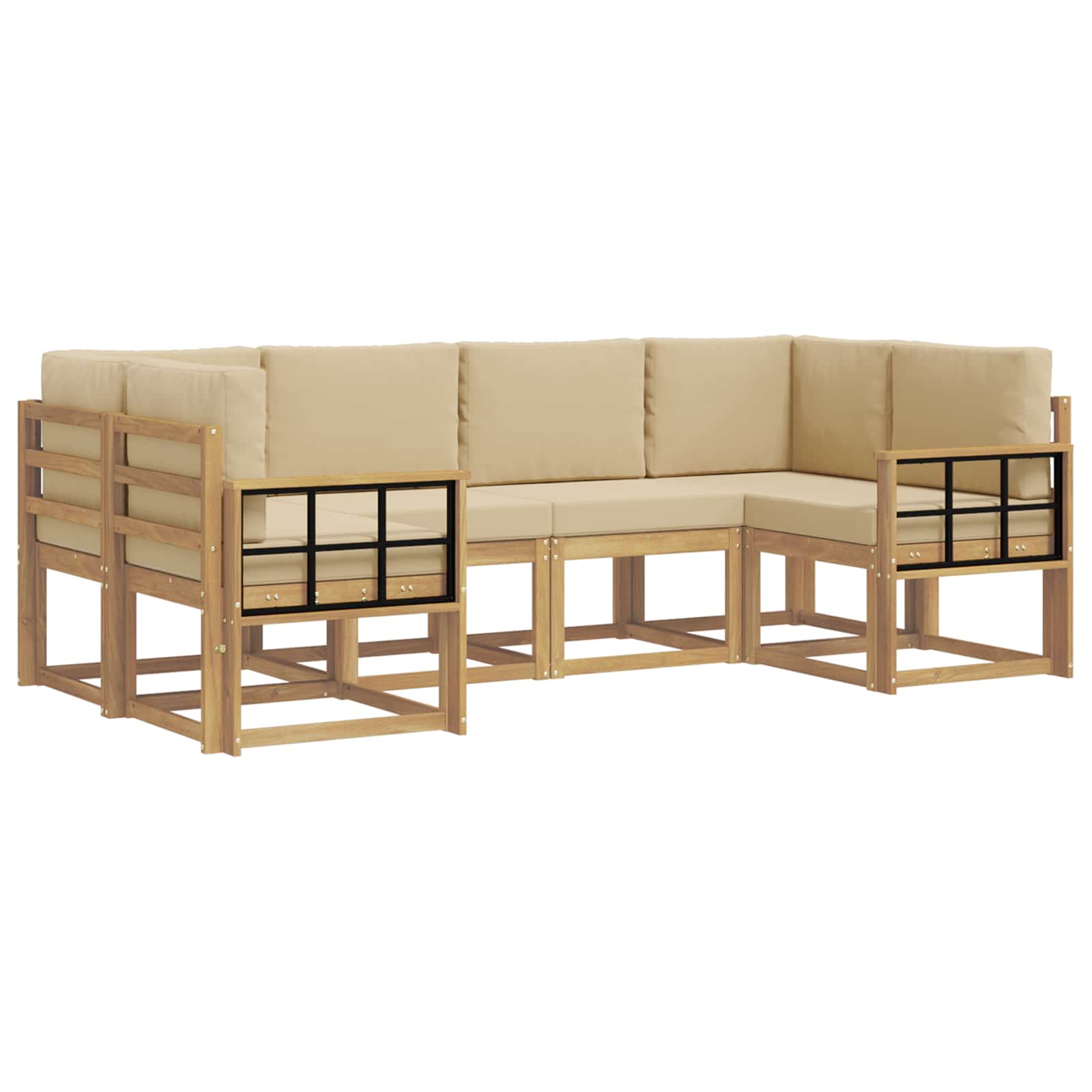 Outdoor-Sofagarnitur mit Kissen 6 pcs Weiß und Beige