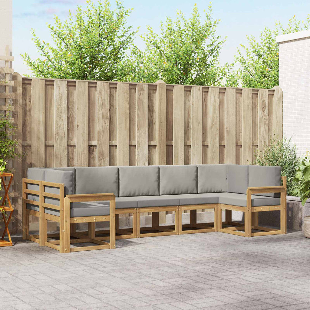 Outdoor-Sofagarnitur mit Kissen 7 pcs Weiß und Hellgrau