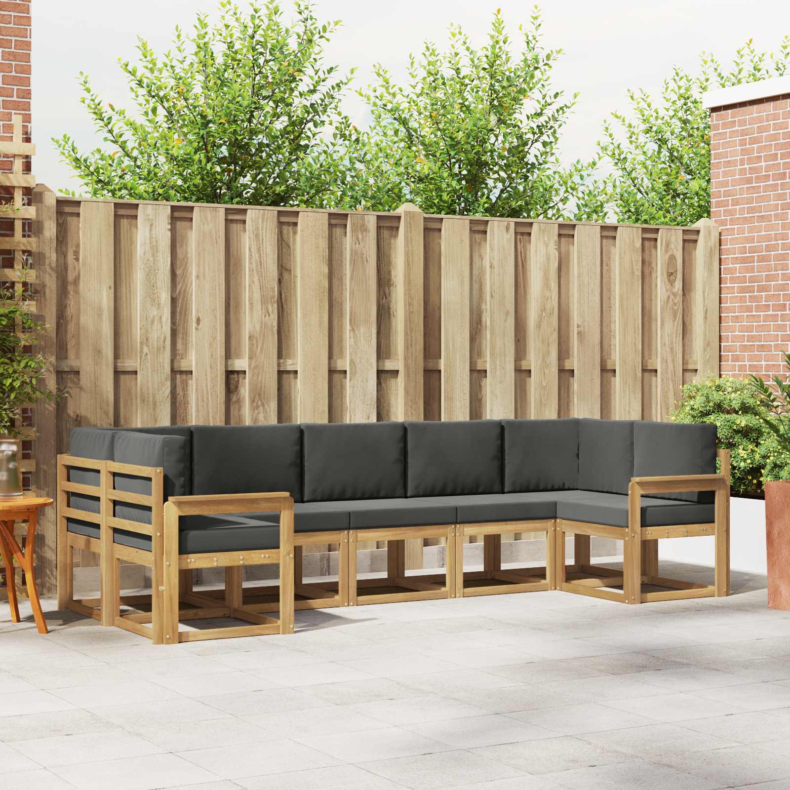 Outdoor-Sofagarnitur mit Kissen 7 pcs Weiß und Anthrazit