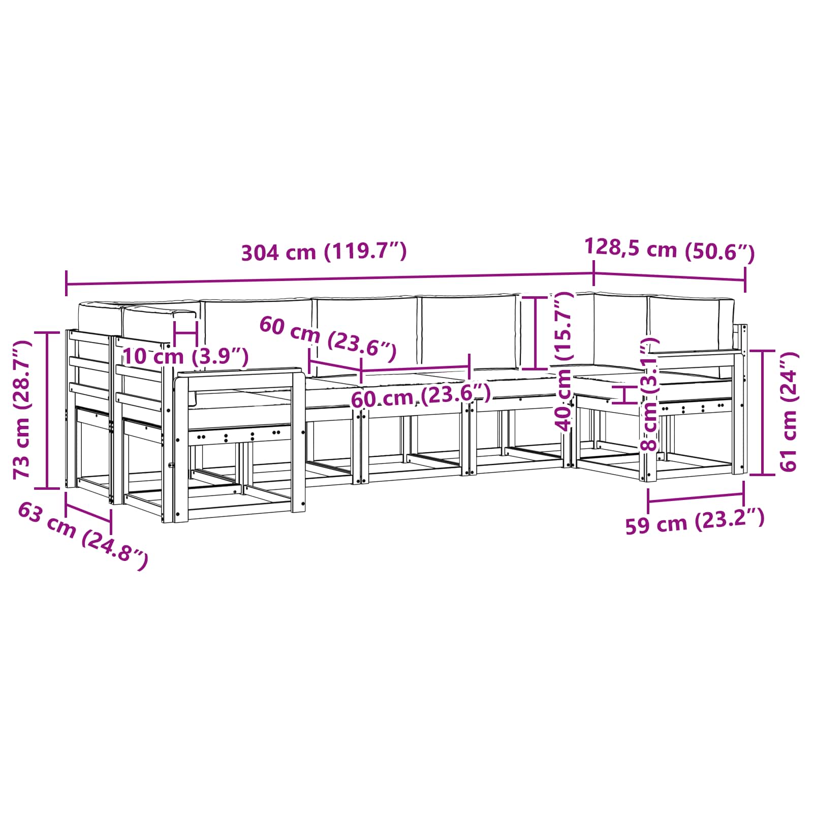 Outdoor-Sofagarnitur mit Kissen 7 pcs Weiß und Anthrazit