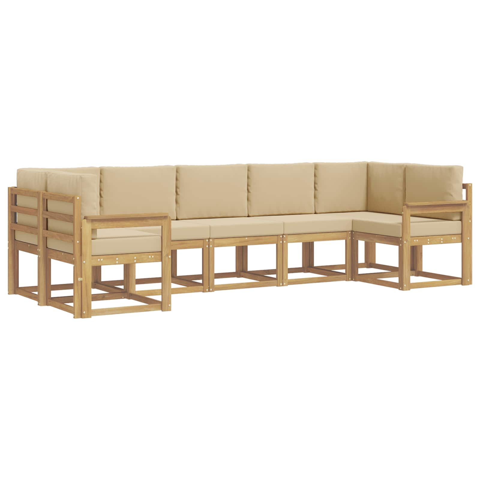 Outdoor-Sofagarnitur mit Kissen 7 pcs Weiß und Beige