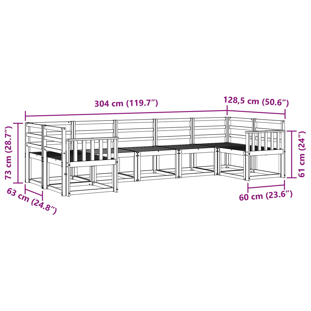 Outdoor-Sofagarnitur 7 pcs Weiß Massivholz Akazie