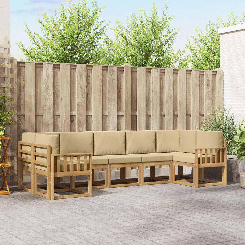 Outdoor-Sofagarnitur mit Kissen 7 pcs Weiß und Beige