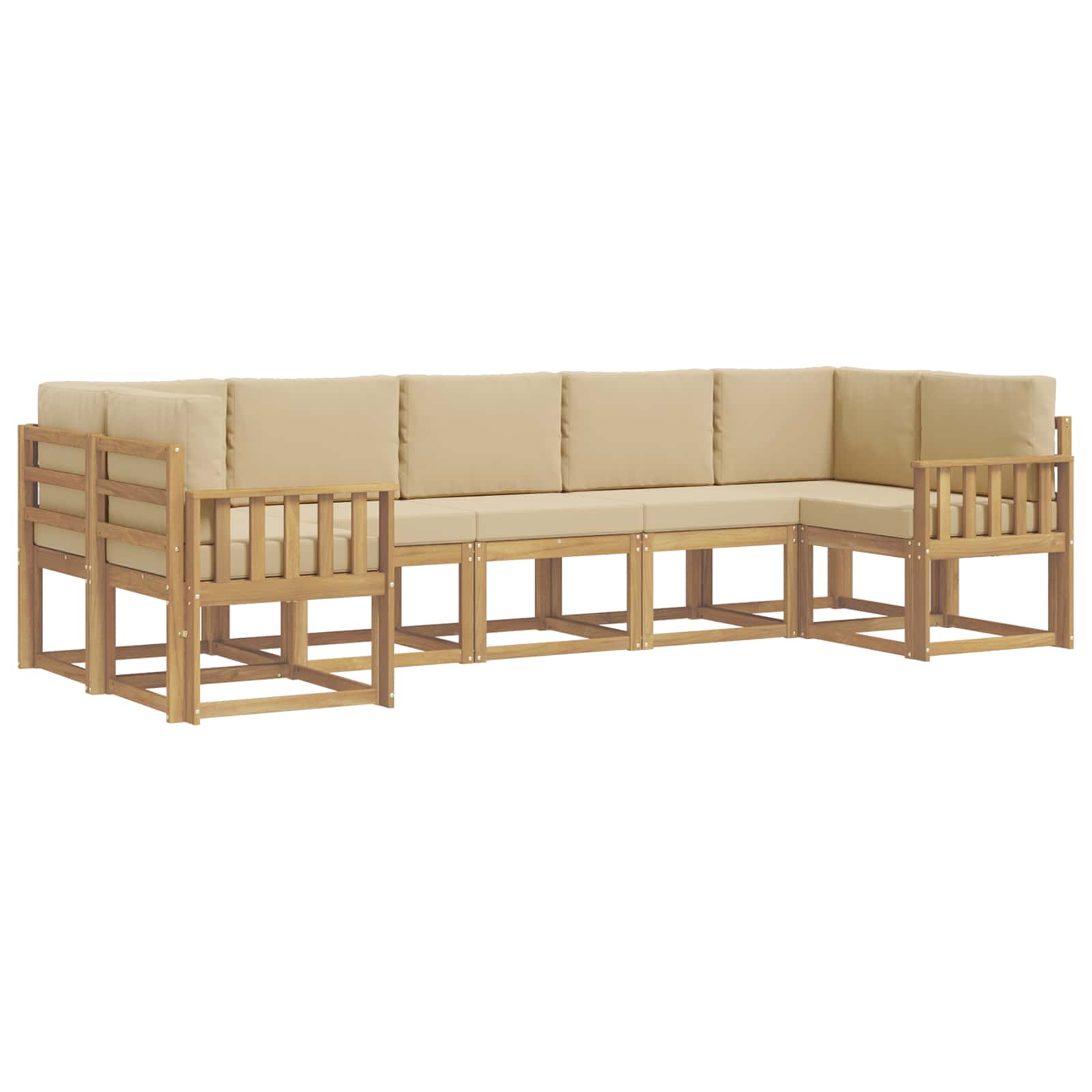 Outdoor-Sofagarnitur mit Kissen 7 pcs Weiß und Beige