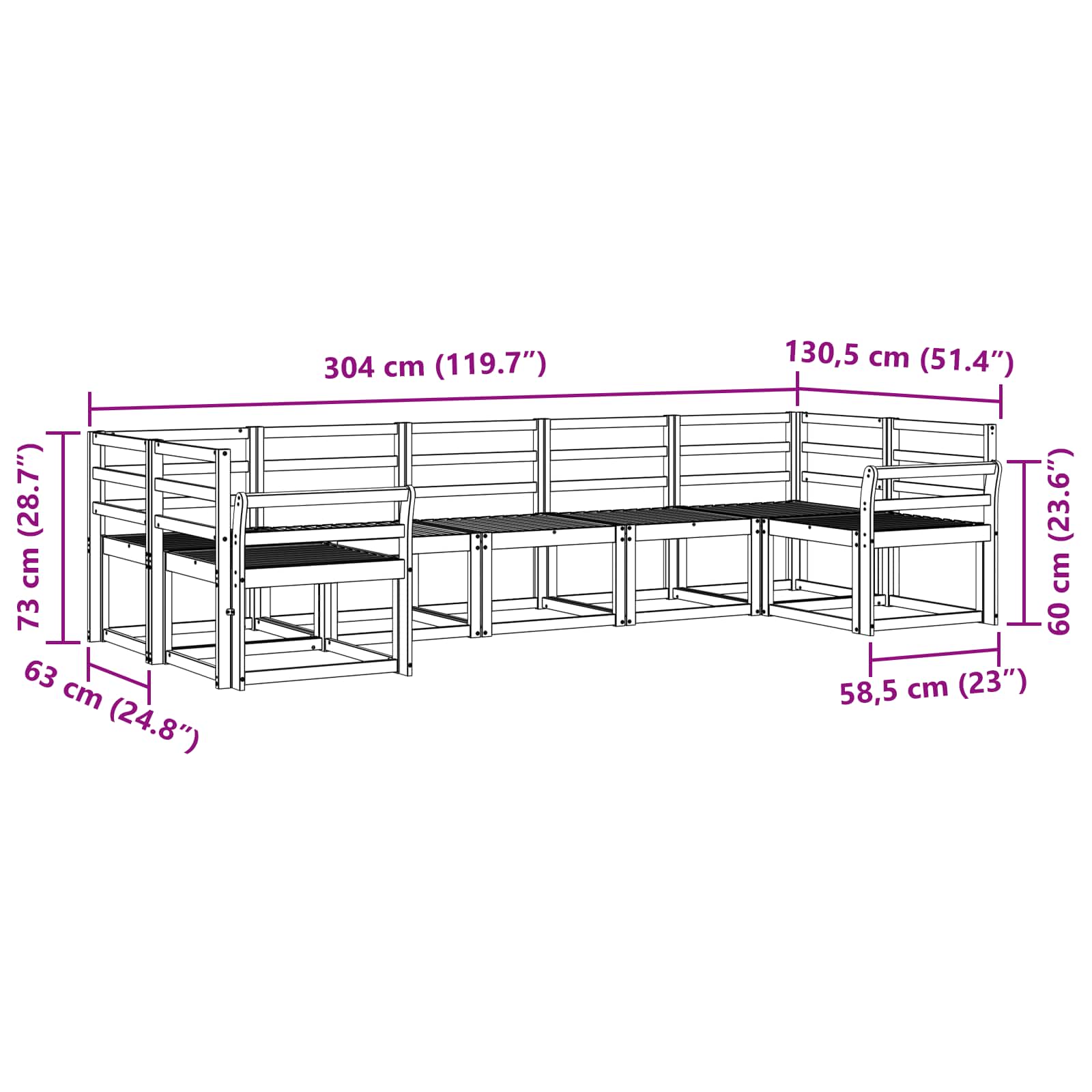 Outdoor-Sofagarnitur 7 pcs Weiß Massivholz Akazie
