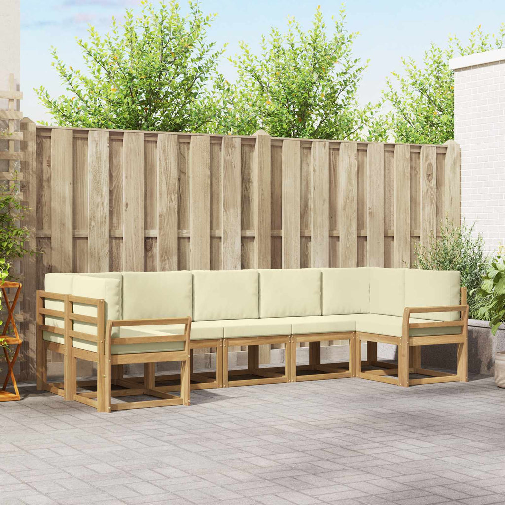 Outdoor-Sofagarnitur mit Kissen 7 pcs Weiß und Creme