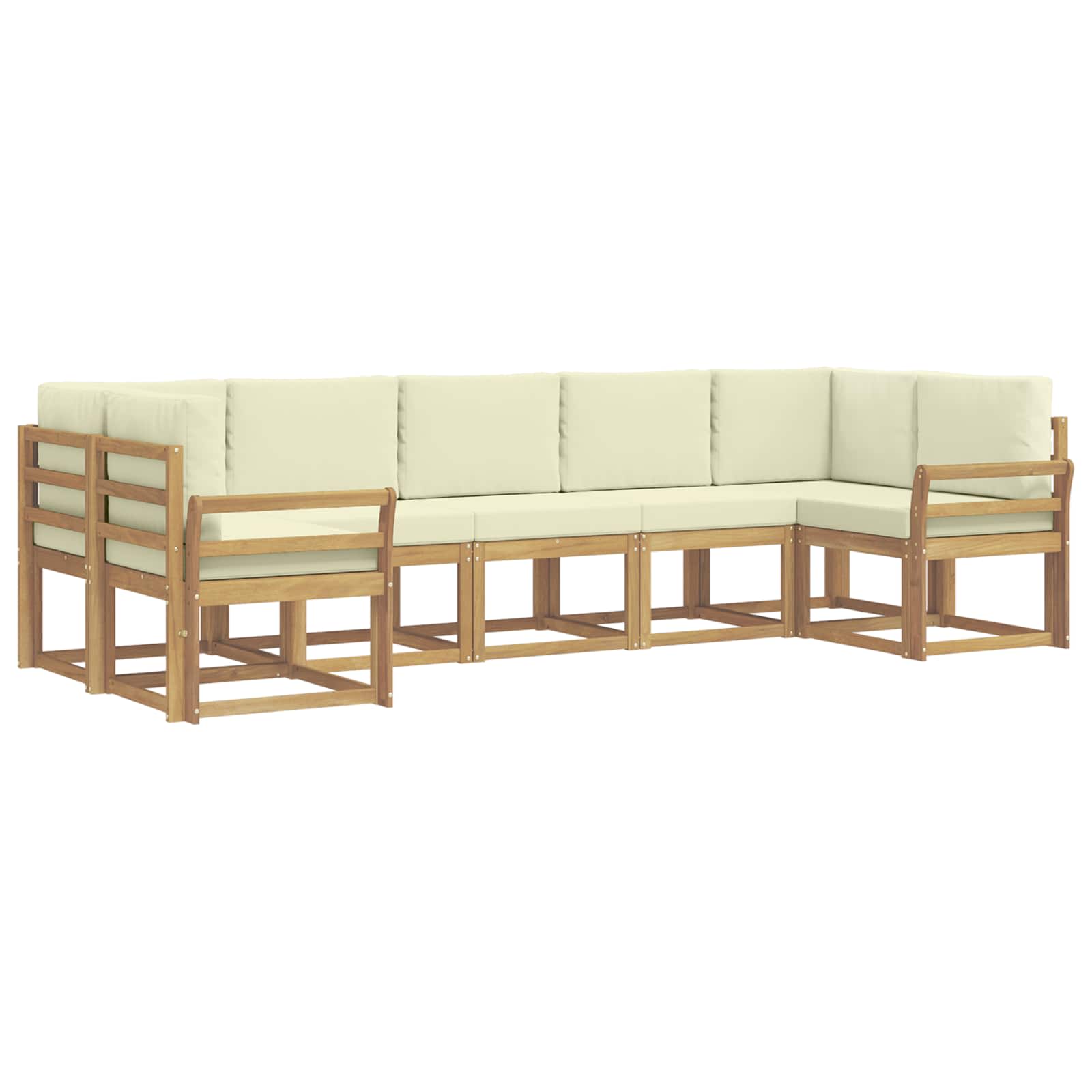 Outdoor-Sofagarnitur mit Kissen 7 pcs Weiß und Creme