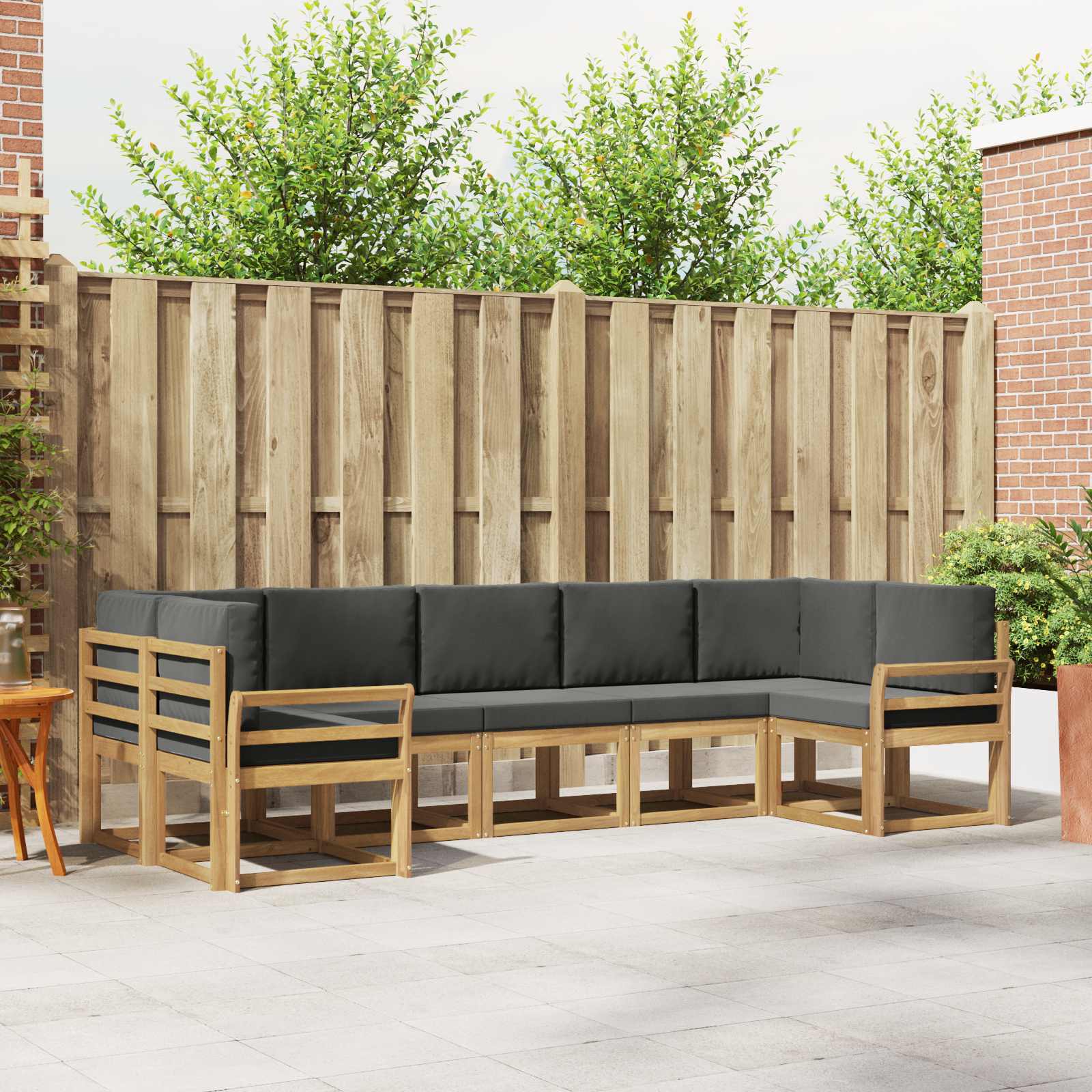 Outdoor-Sofagarnitur mit Kissen 7 pcs Weiß und Anthrazit
