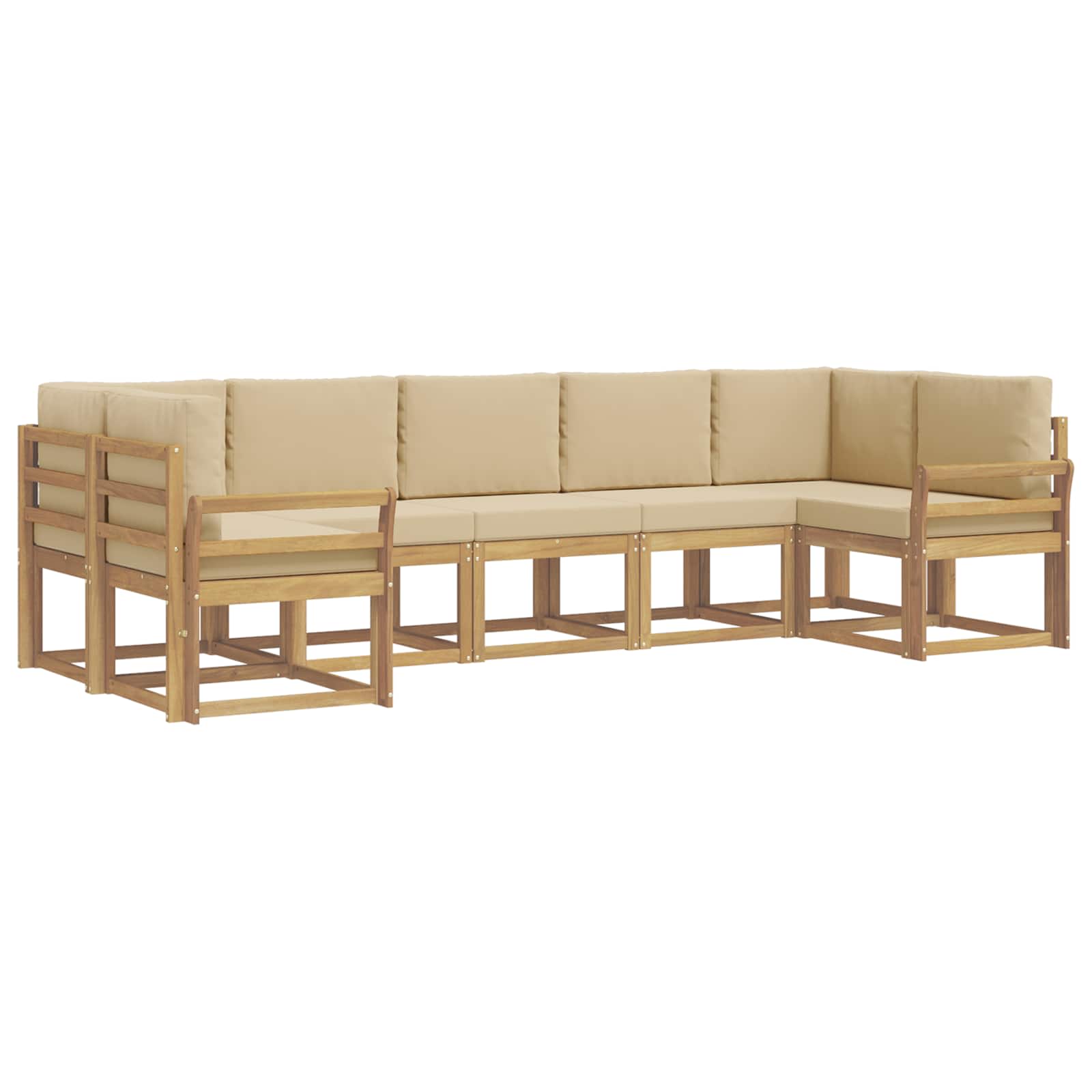 Outdoor-Sofagarnitur mit Kissen 7 pcs Weiß und Beige