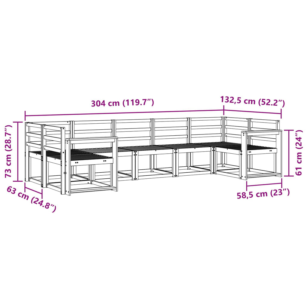 Outdoor-Sofagarnitur 7 pcs Weiß Massivholz Akazie