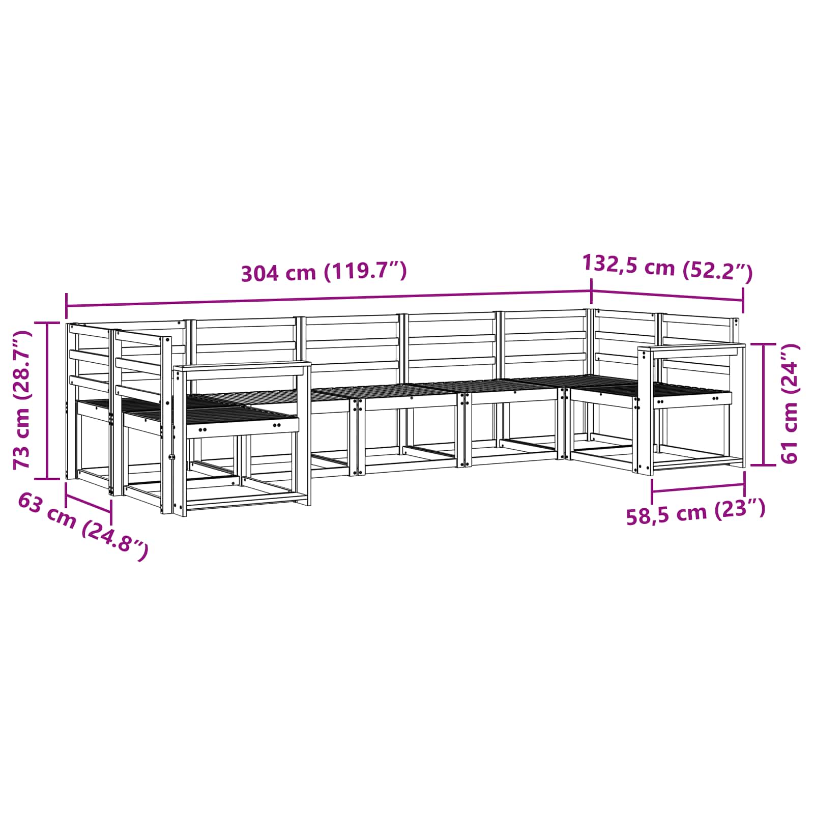 Outdoor-Sofagarnitur 7 pcs Weiß Massivholz Akazie