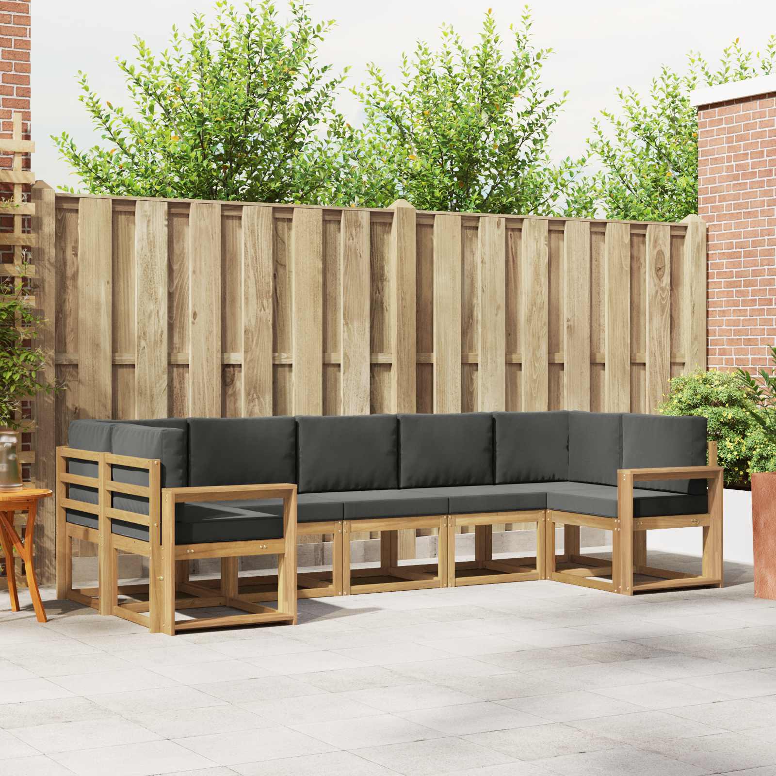 Outdoor-Sofagarnitur mit Kissen 7 pcs Weiß und Anthrazit