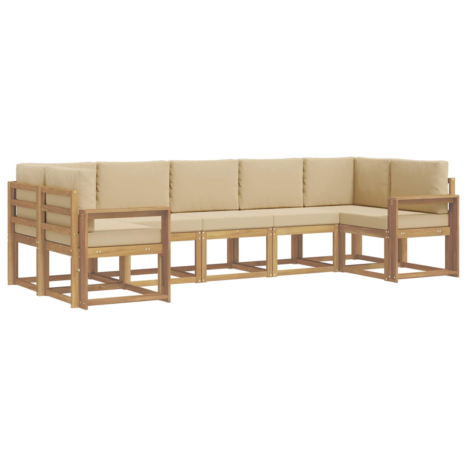 Outdoor-Sofagarnitur mit Kissen 7 pcs Weiß und Beige
