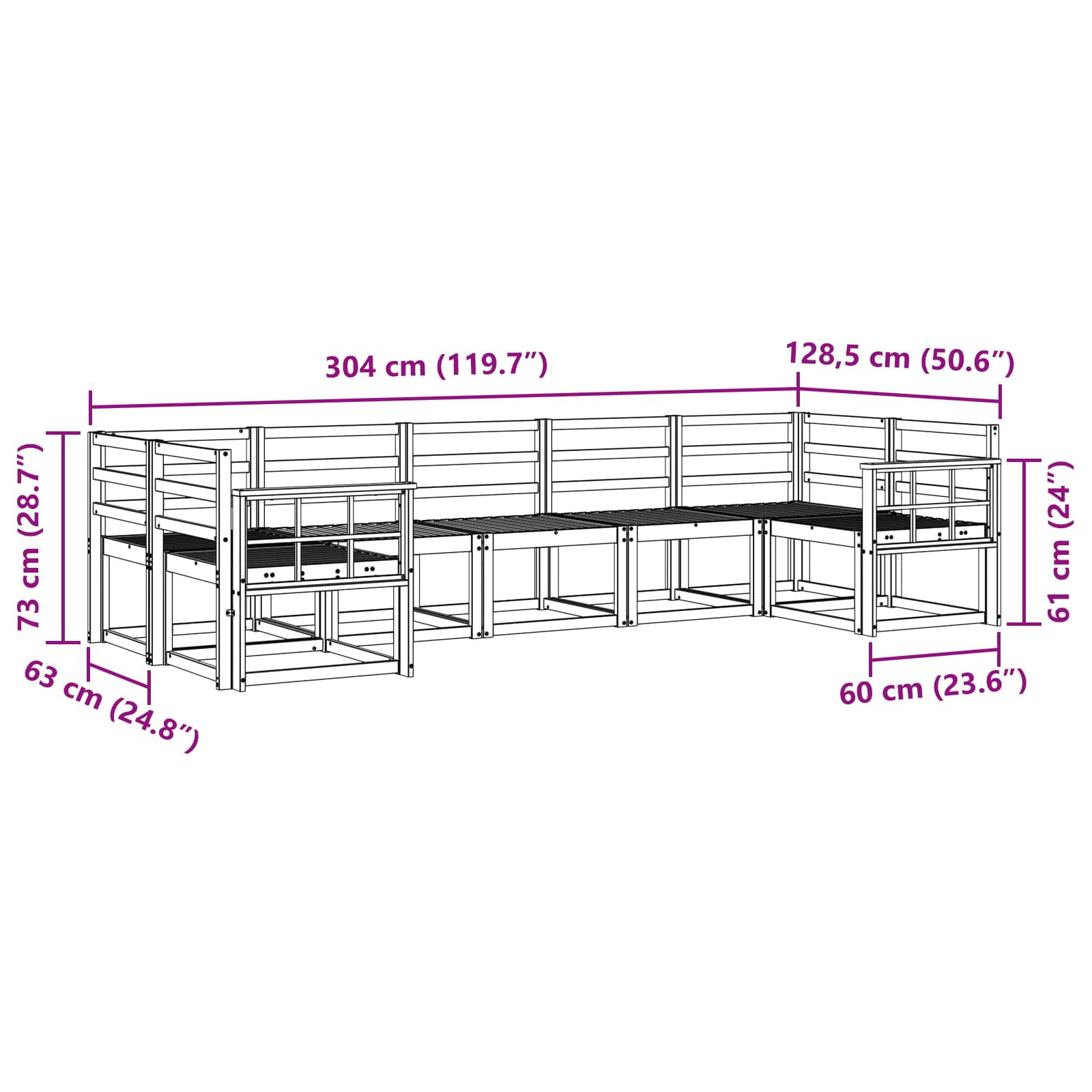 Outdoor-Sofagarnitur 7 pcs Weiß Massivholz Akazie