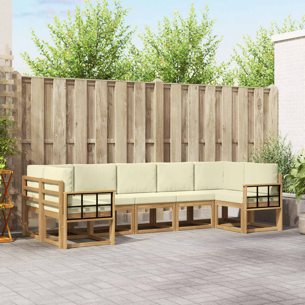 Outdoor-Sofagarnitur mit Kissen 7 pcs Weiß und Creme