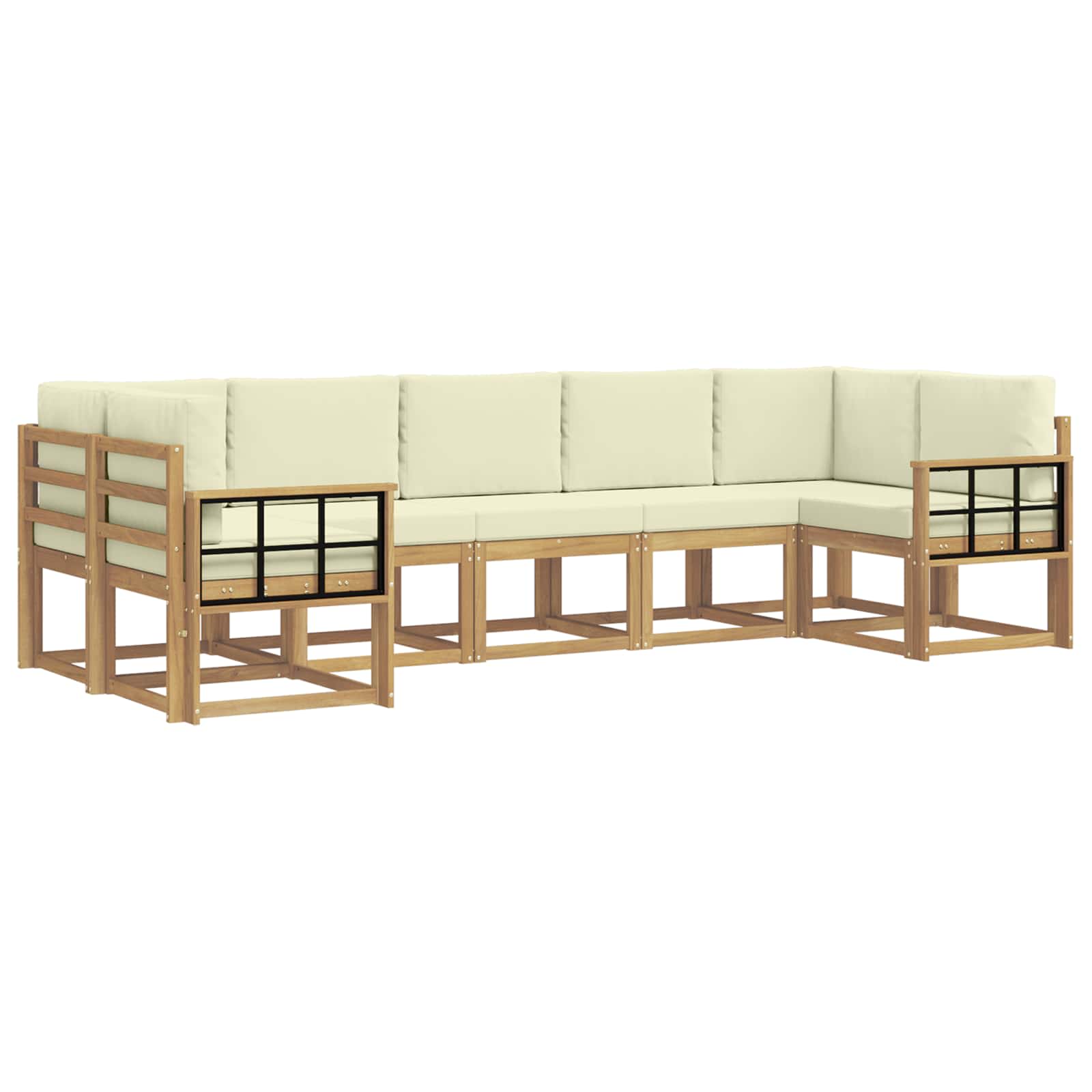 Outdoor-Sofagarnitur mit Kissen 7 pcs Weiß und Creme