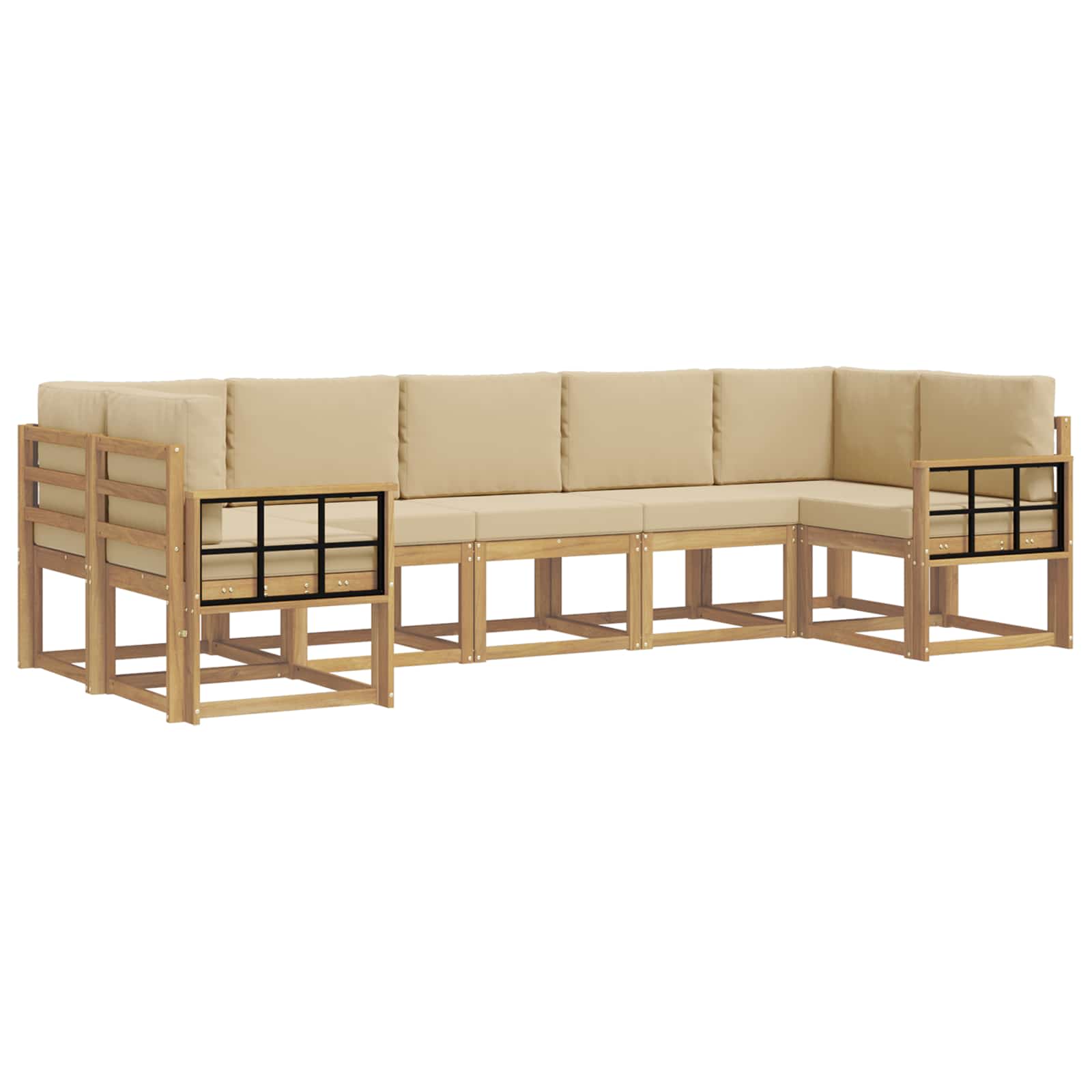 Outdoor-Sofagarnitur mit Kissen 7 pcs Weiß und Beige
