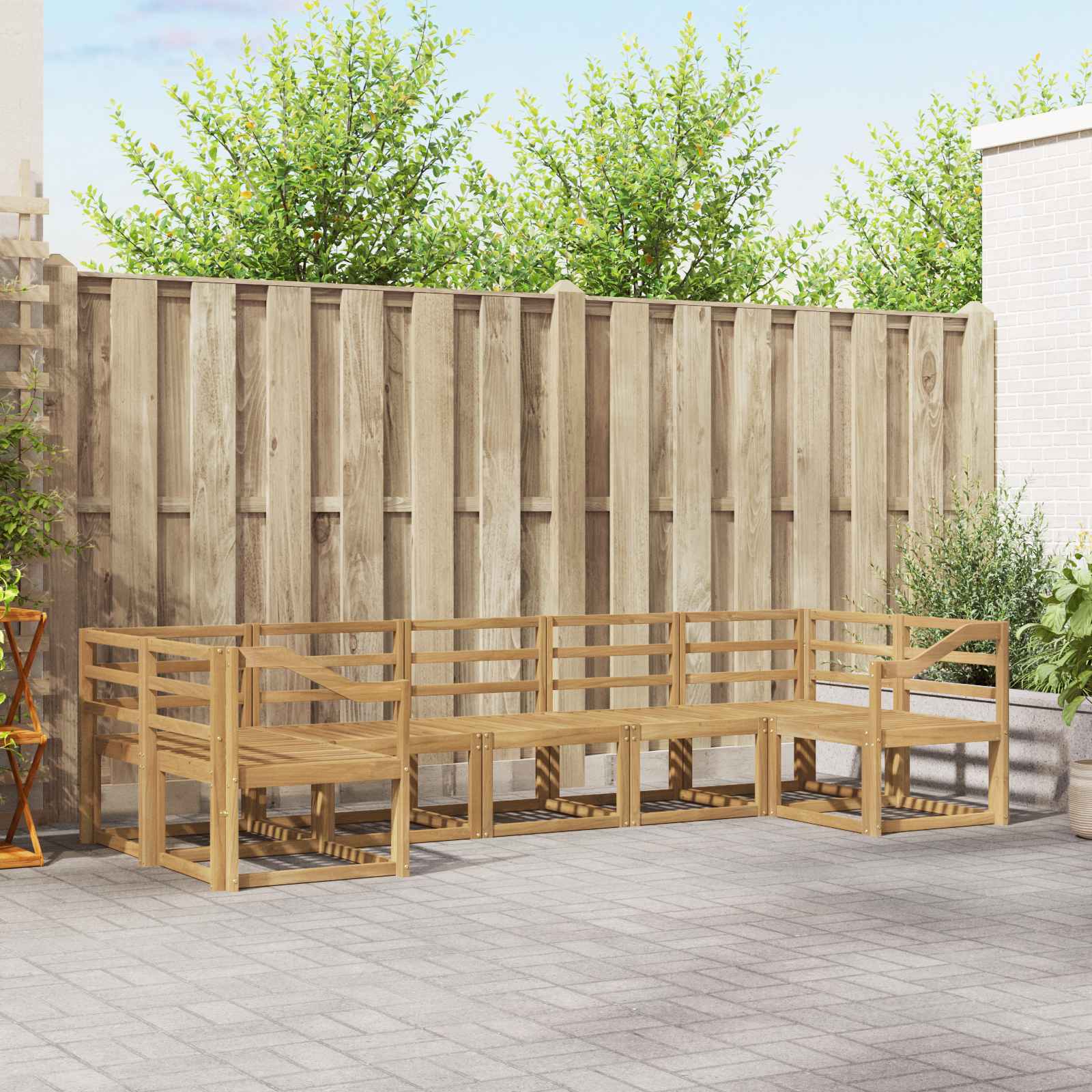 Outdoor-Sofagarnitur 7 pcs Weiß Massivholz Akazie