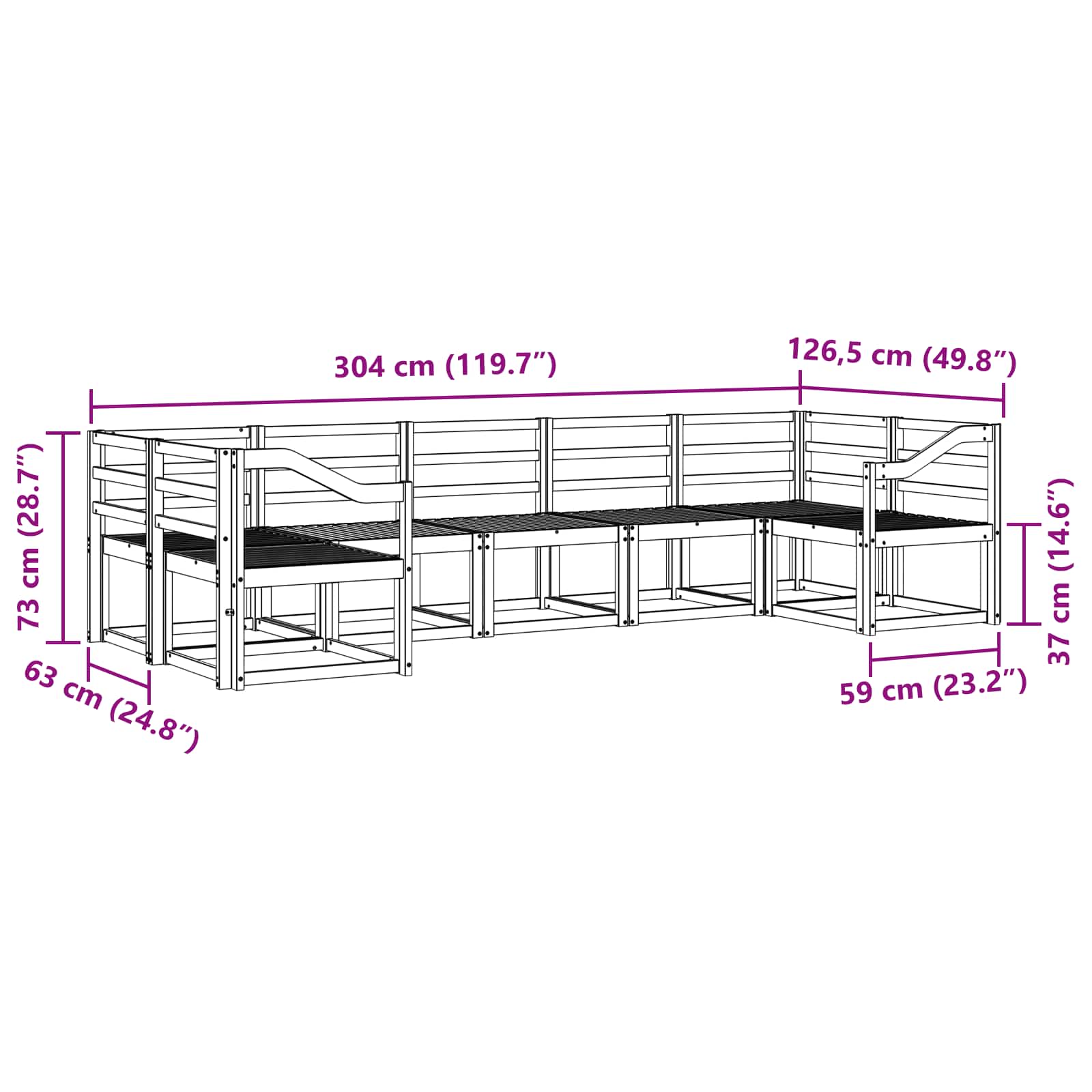 Outdoor-Sofagarnitur 7 pcs Weiß Massivholz Akazie