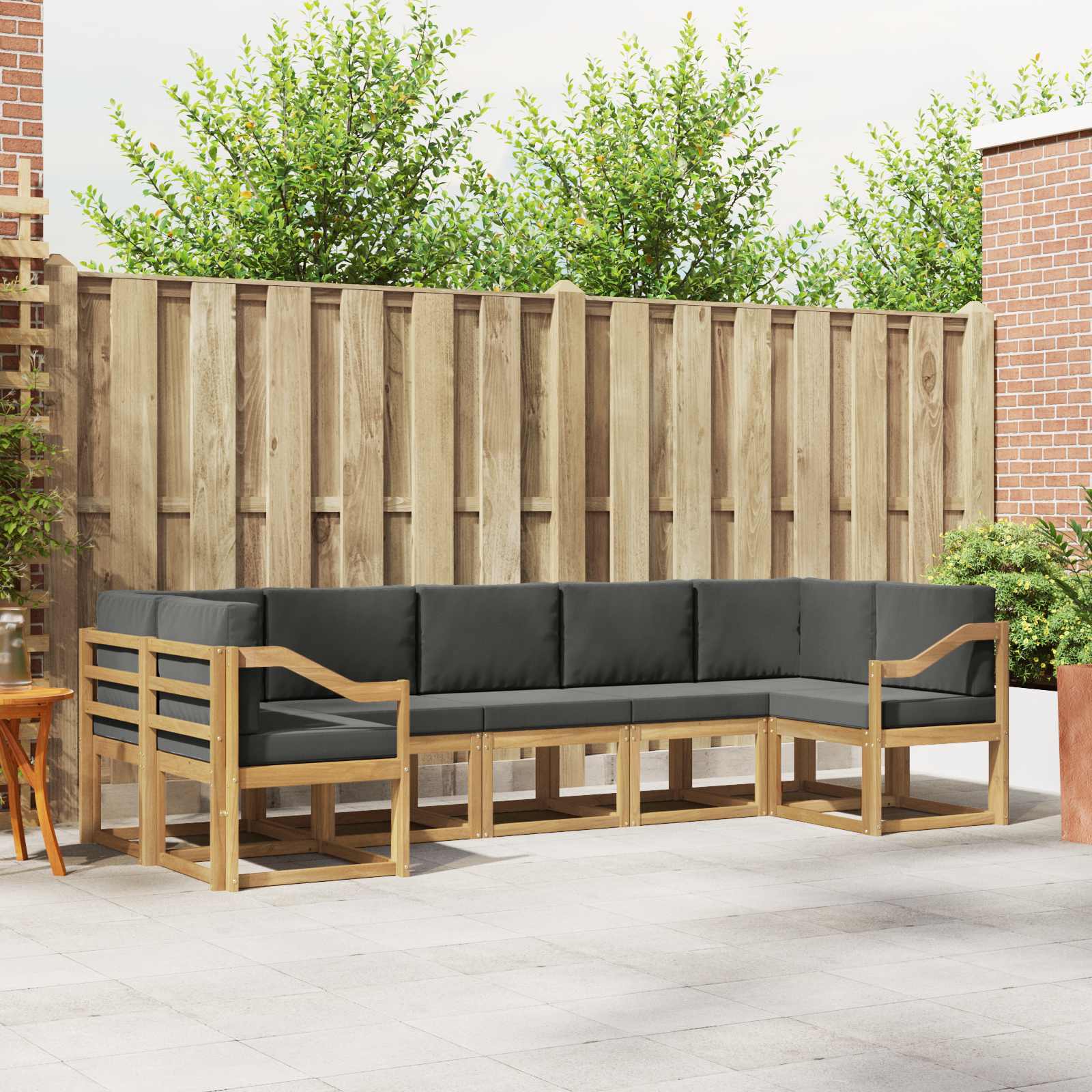 Outdoor-Sofagarnitur mit Kissen 7 pcs Weiß und Anthrazit