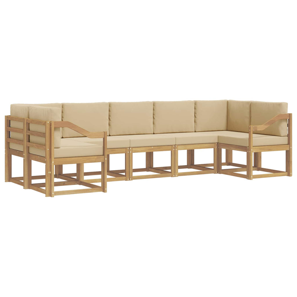 Outdoor-Sofagarnitur mit Kissen 7 pcs Weiß und Beige