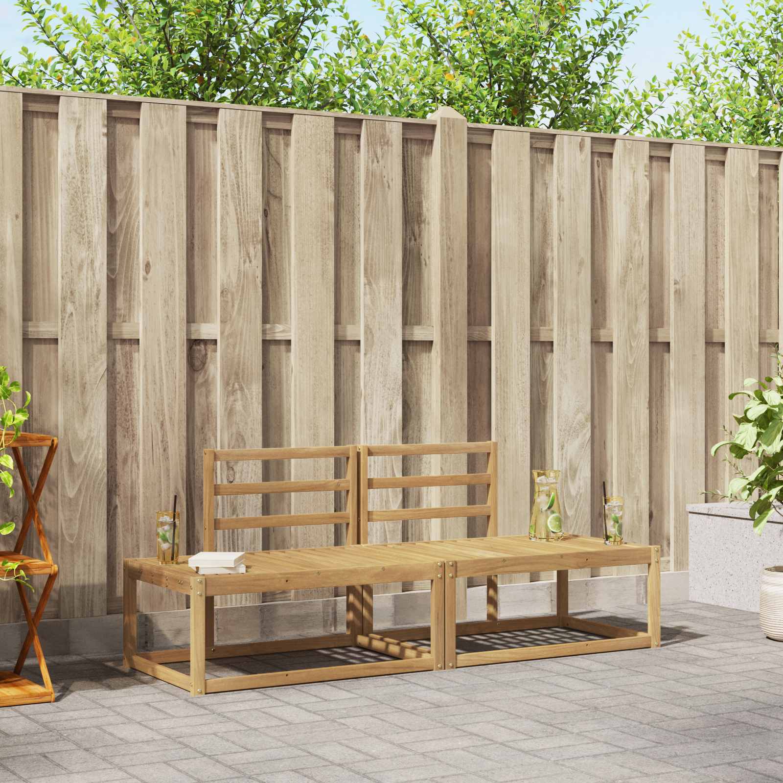 Outdoor-Sofagarnitur 2 pcs Weiß 182,5 x 63 x 73 cm