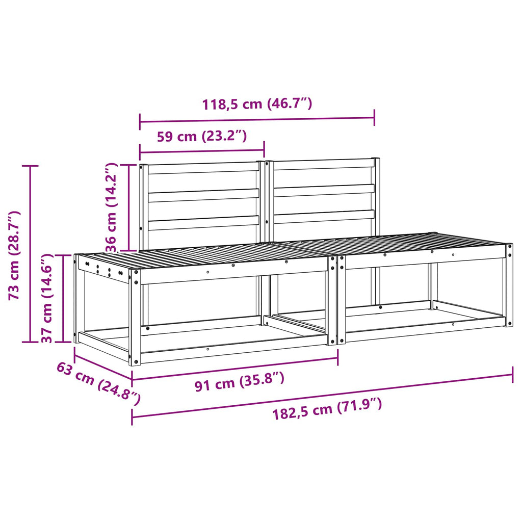 Outdoor-Sofagarnitur 2 pcs Weiß 182,5 x 63 x 73 cm