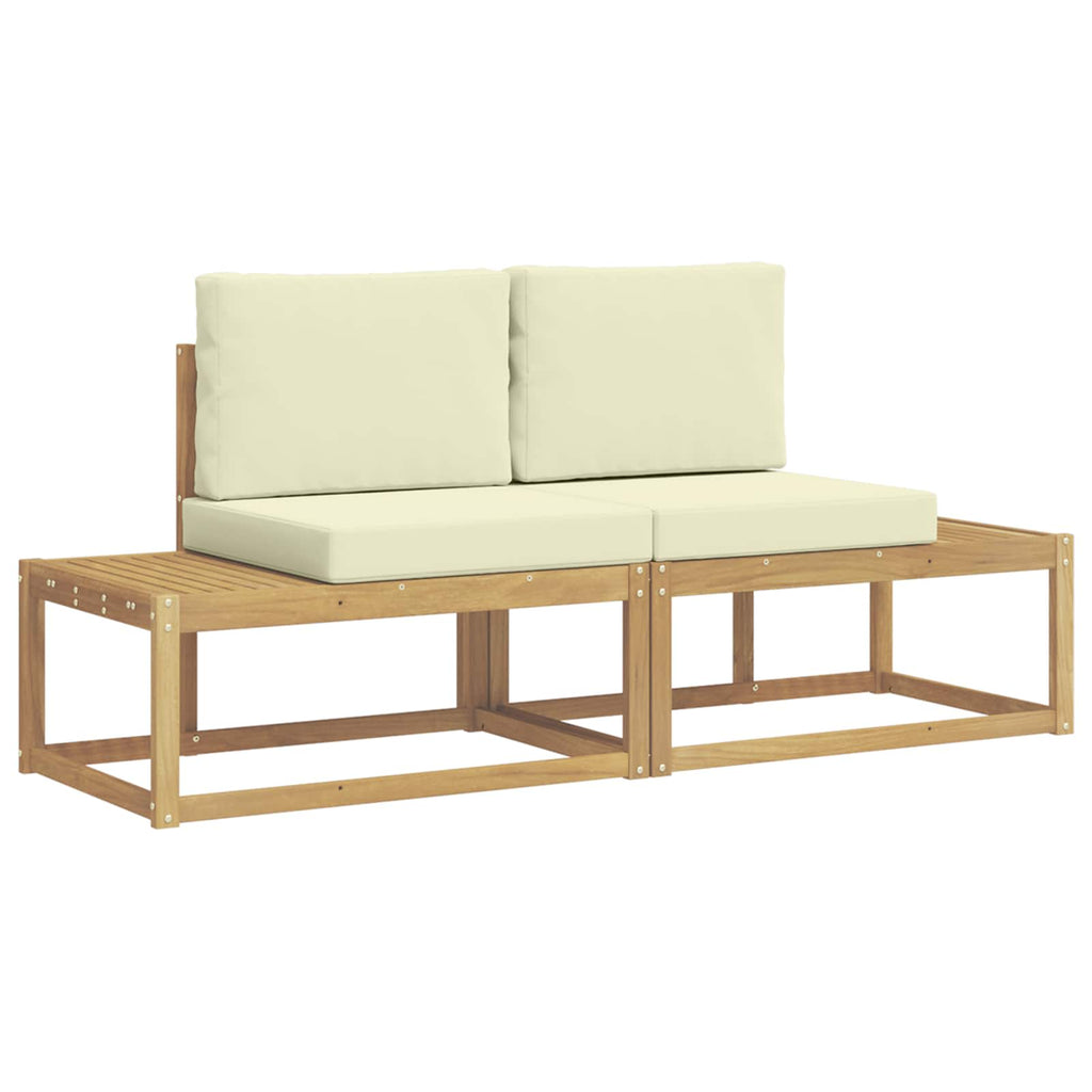 Outdoor-Sofagarnitur mit Kissen 2 pcs Weiß und Creme Polyester