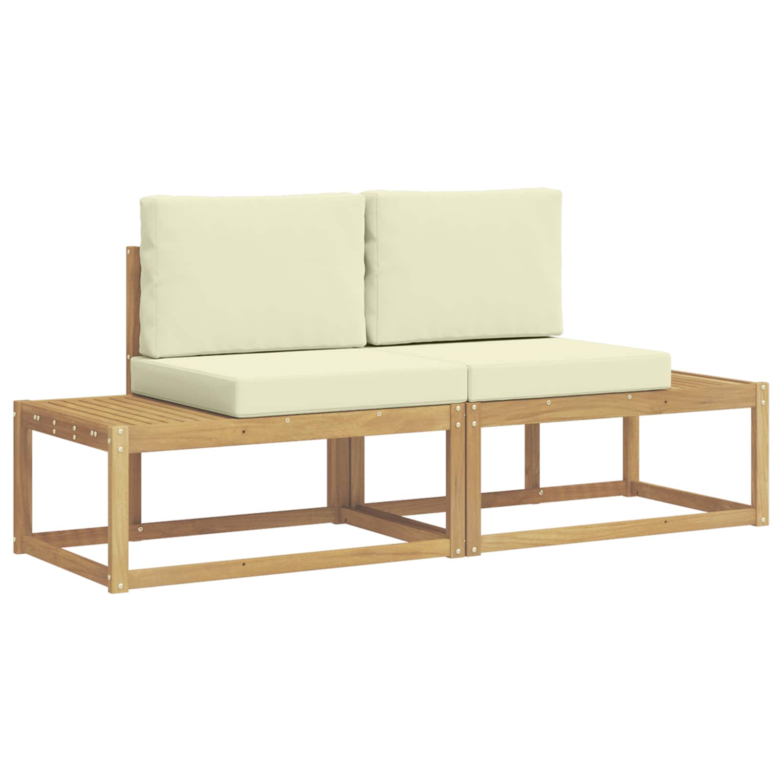Outdoor-Sofagarnitur mit Kissen 2 pcs Weiß und Creme Polyester