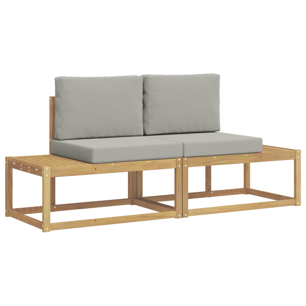 Outdoor-Sofagarnitur 2 pcs Weiß und Hellgrau Polyester