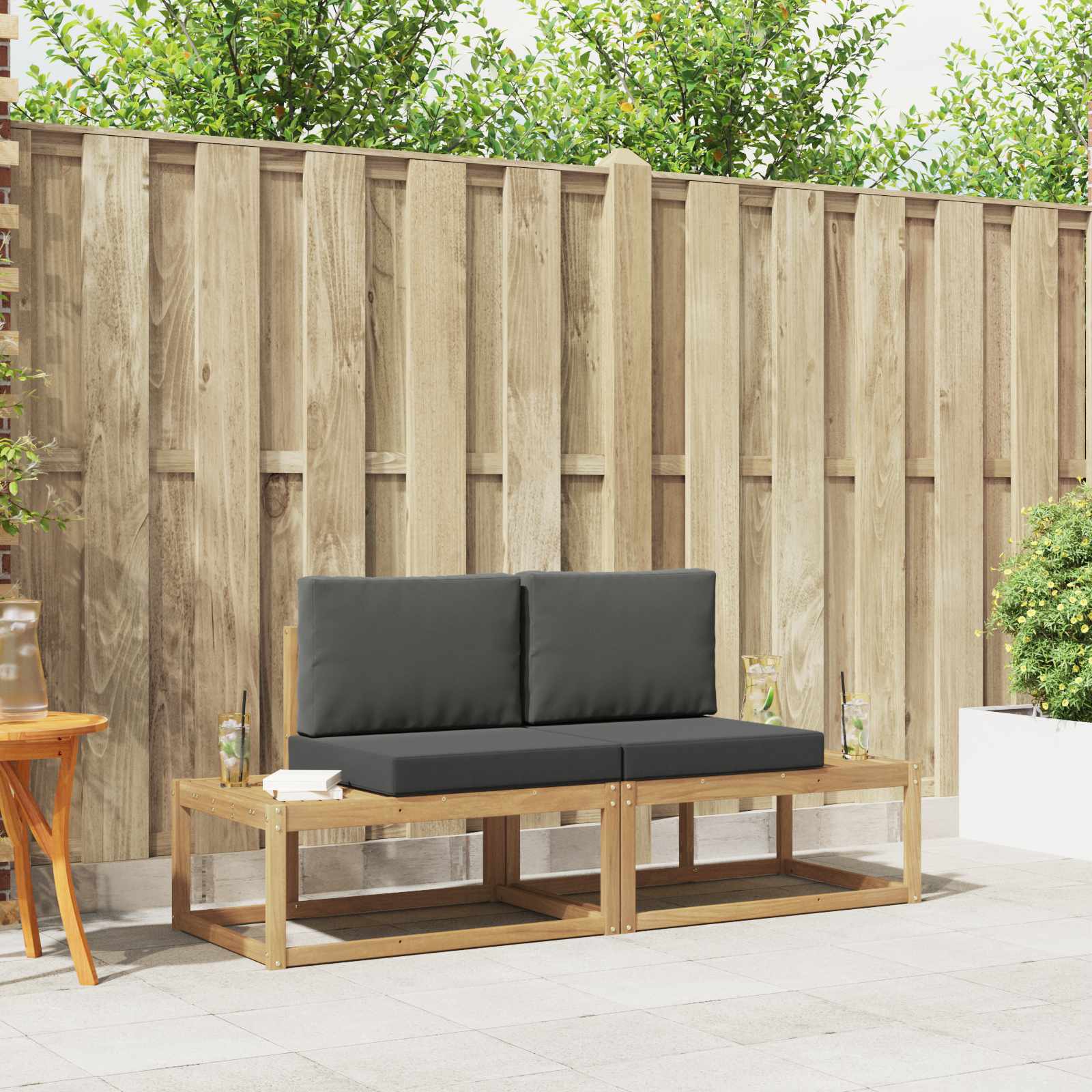 Outdoor-Sofagarnitur 2 pcs Weiß und Anthrazit Polyester