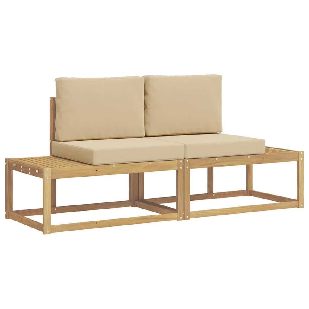 Outdoor-Sofagarnitur mit Kissen 2 pcs Weiß und Beige Polyester