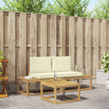 Outdoor-Sofagarnitur mit Kissen 3 pcs Weiß und Creme Polyester