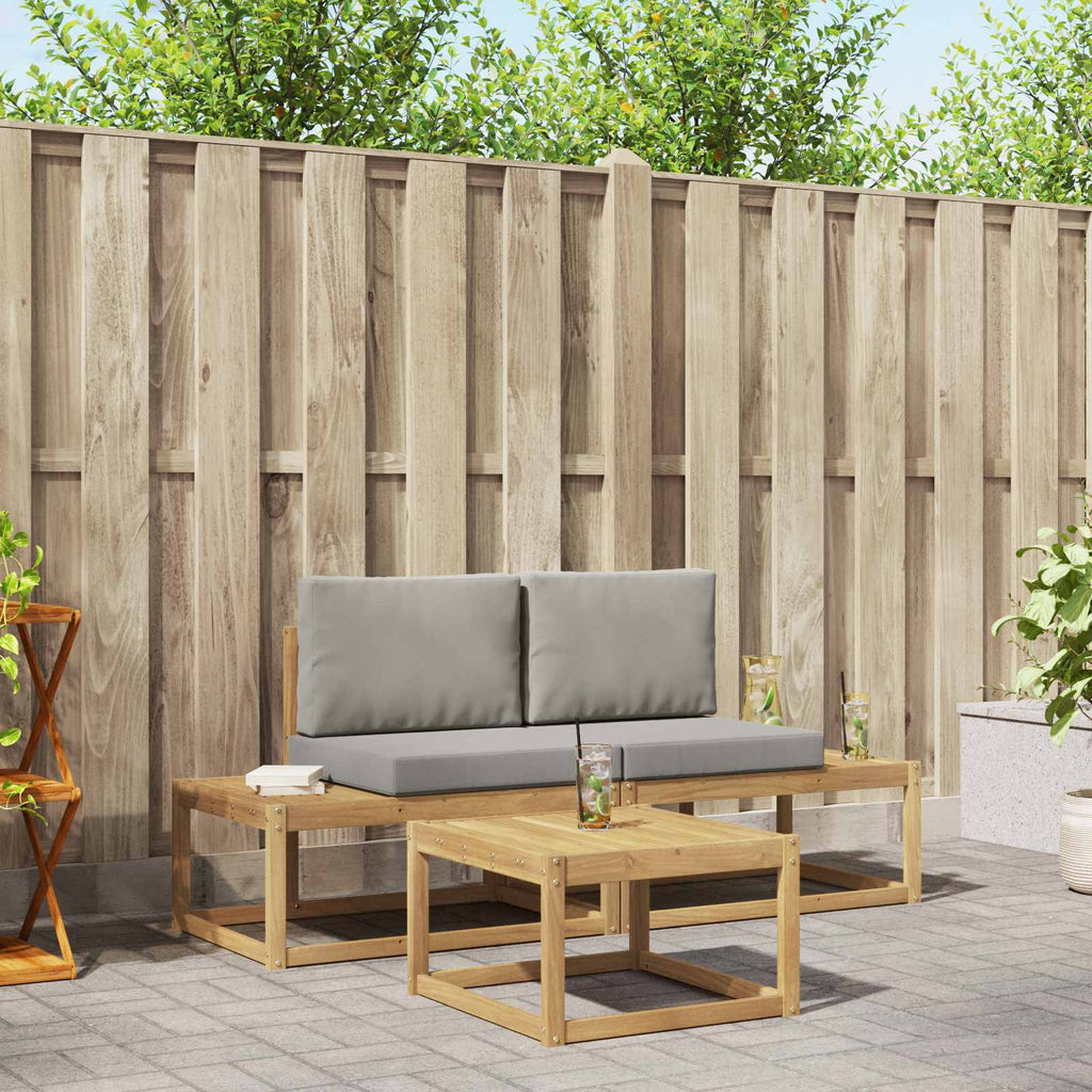 Outdoor-Sofagarnitur 3 pcs Weiß und Hellgrau Polyester