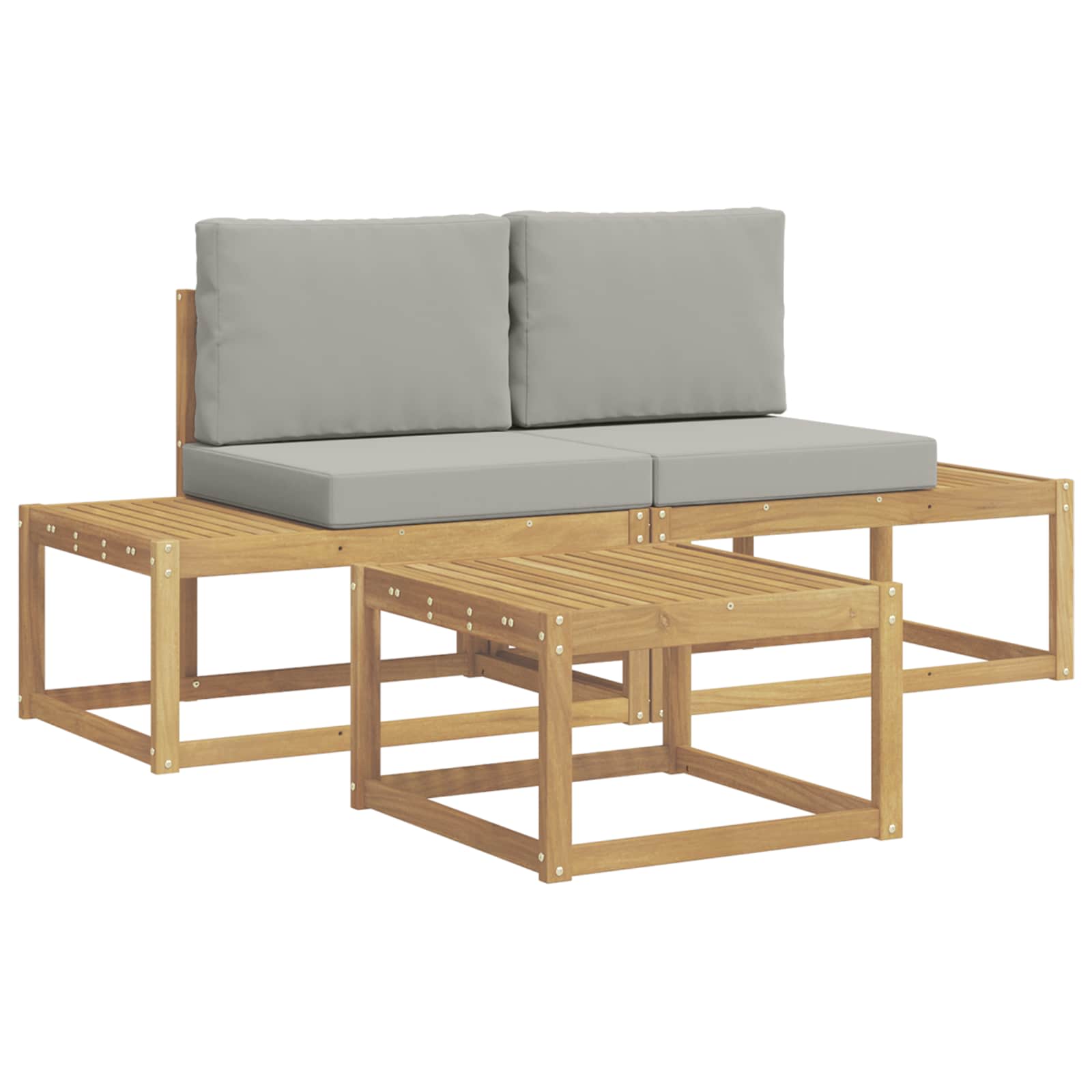 Outdoor-Sofagarnitur 3 pcs Weiß und Hellgrau Polyester