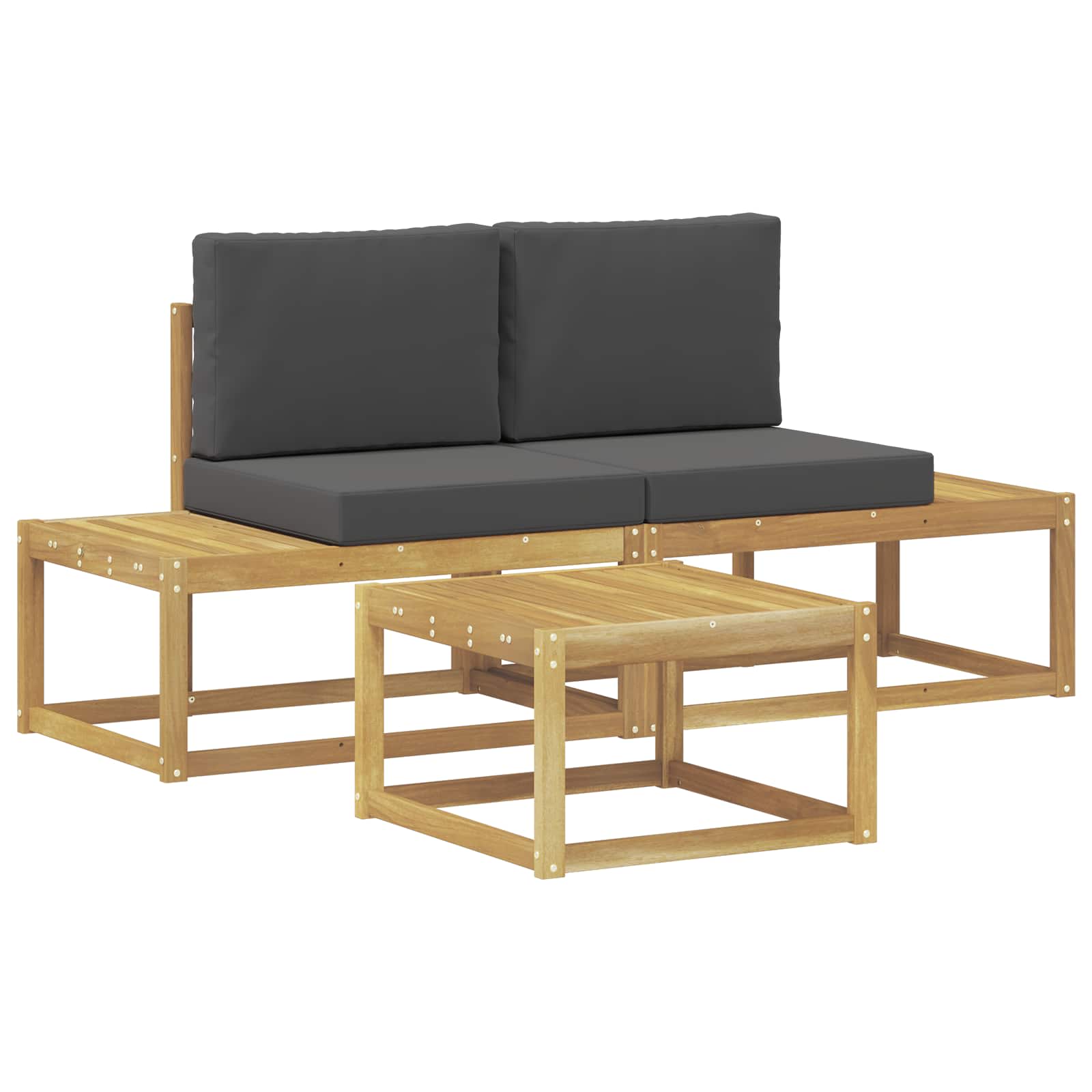 Outdoor-Sofagarnitur 3 pcs Weiß und Anthrazit Polyester