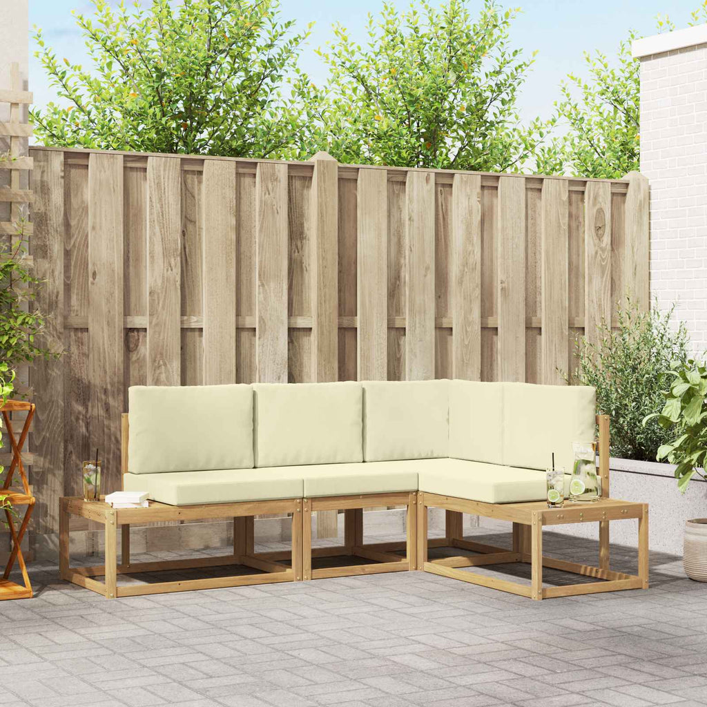 Outdoor-Sofagarnitur 3 Stück Weiß und Creme Polyester