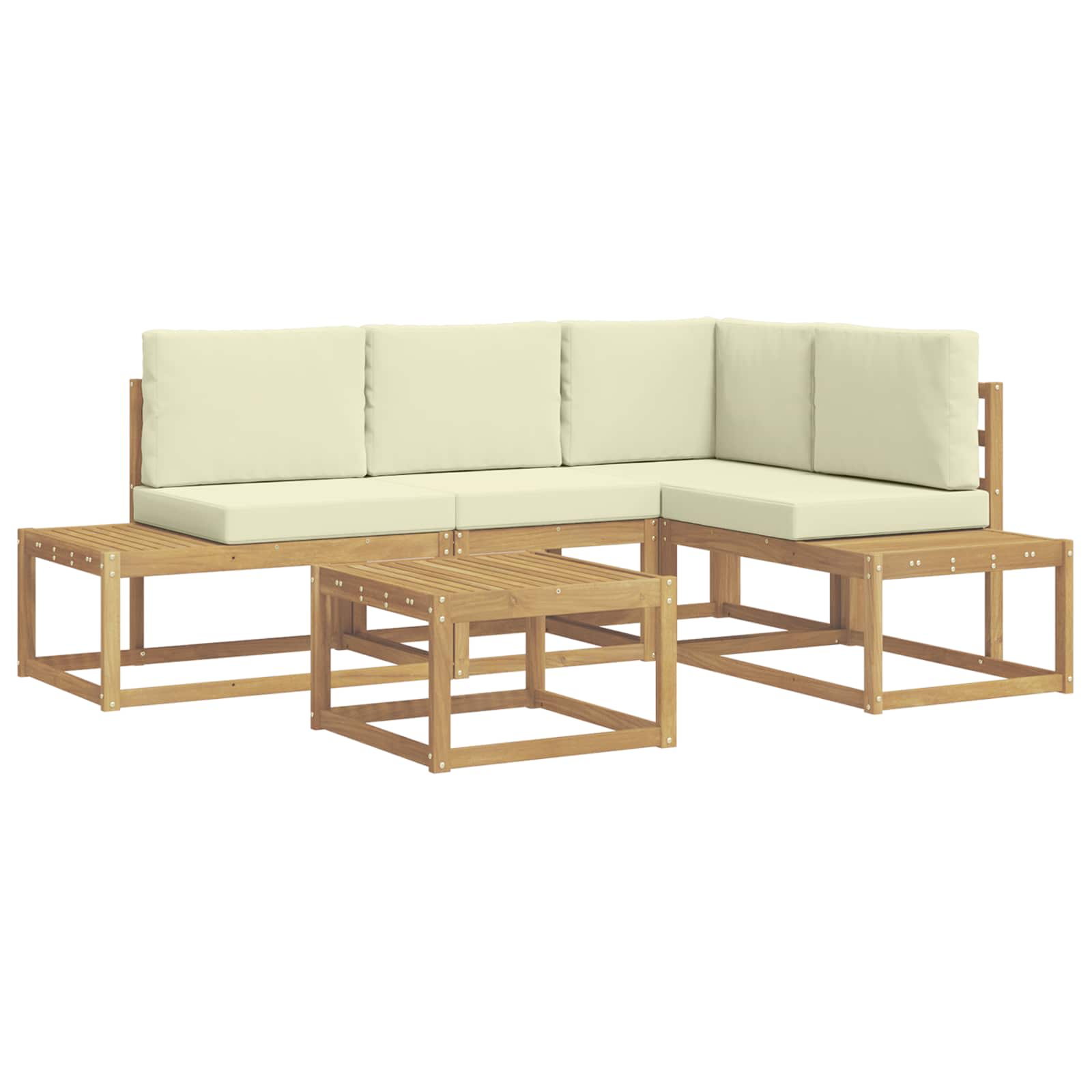 Outdoor-Sofagarnitur 4 Stück Weiß und Creme Polyester