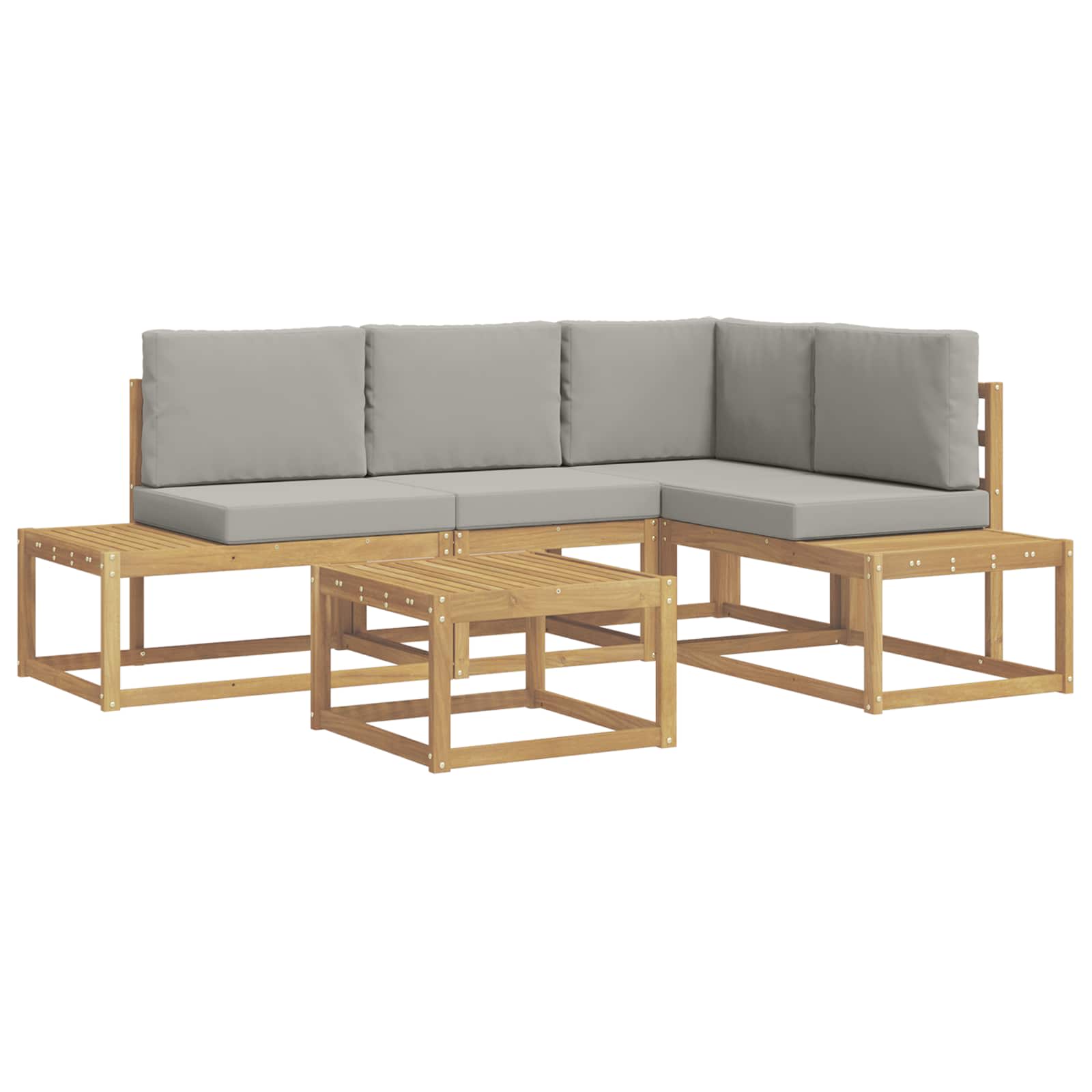 Outdoor-Sofagarnitur 4 Stück Weiß und Hellgrau Polyester