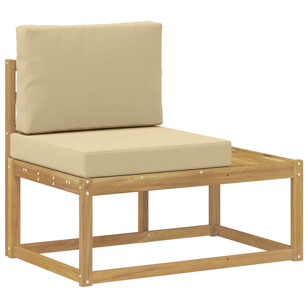 Outdoor-Sofagarnitur 4 Stück Weiß und Beige Polyester