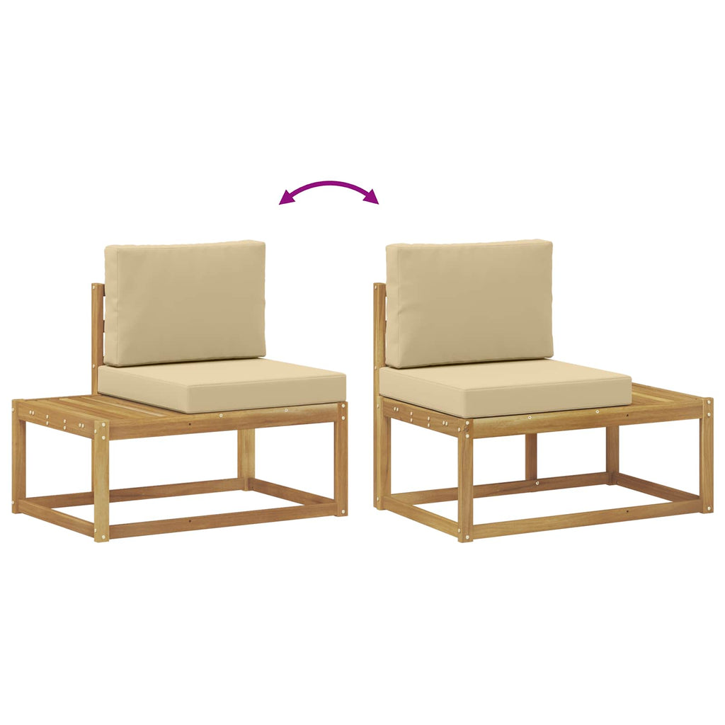 Outdoor-Sofagarnitur 4 Stück Weiß und Beige Polyester
