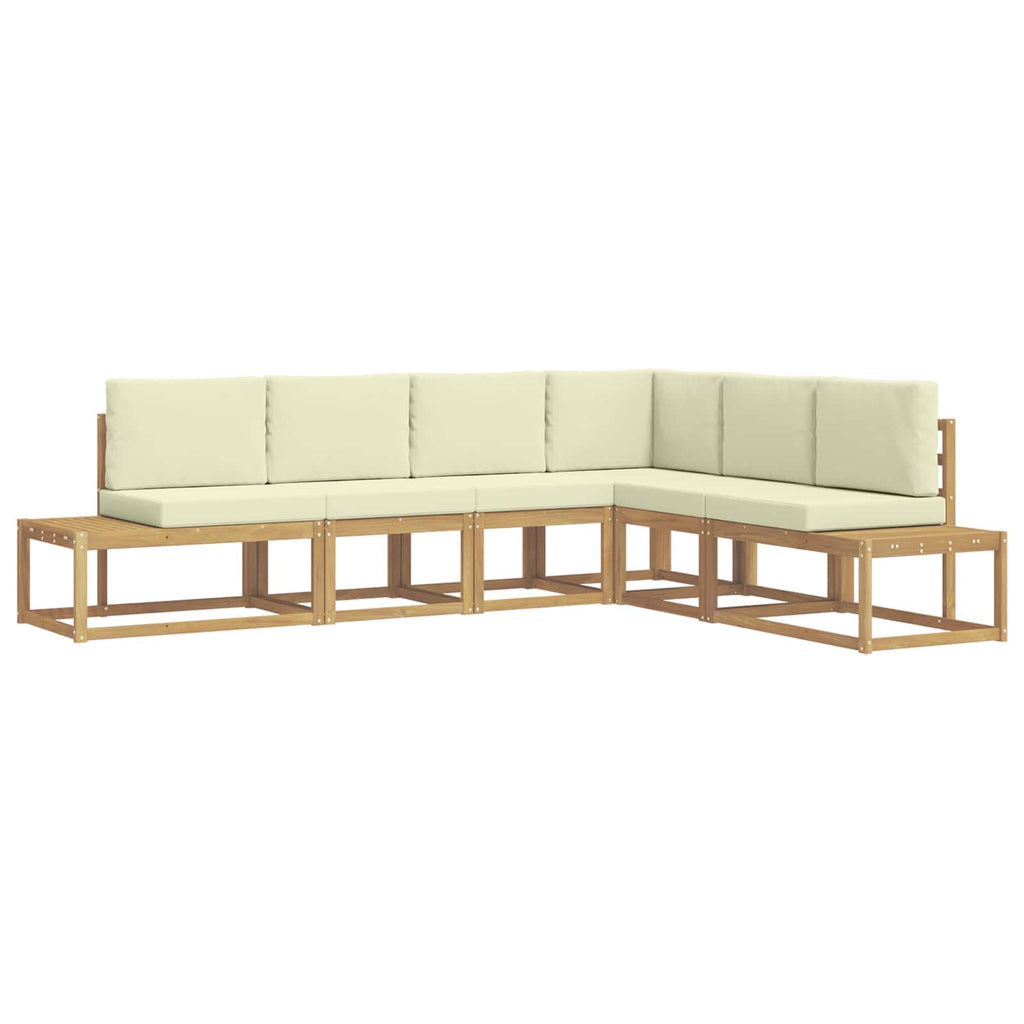 Outdoor-Sofagarnitur 4 Stück Weiß und Creme Polyester