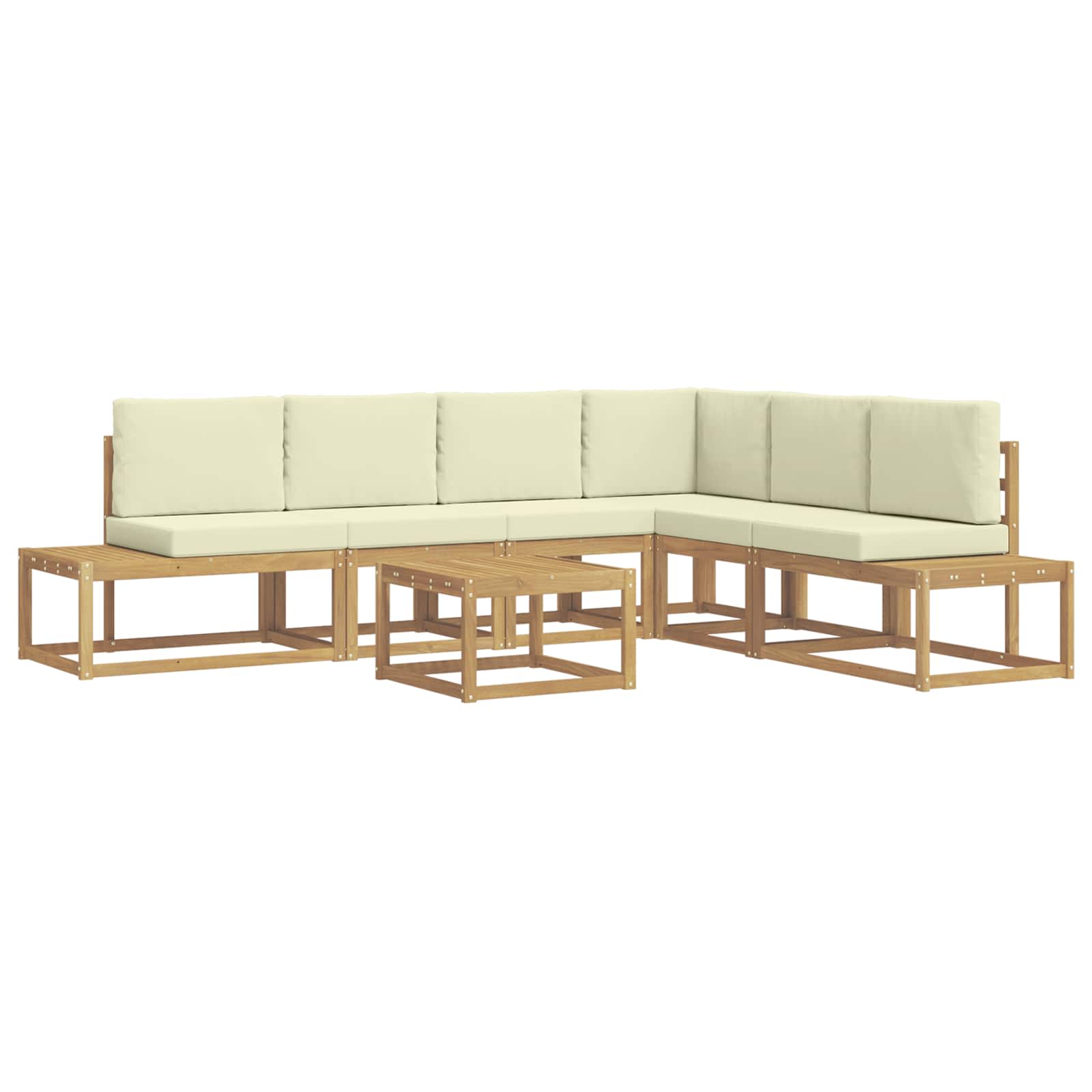 Outdoor-Sofagarnitur 5 Stück Weiß und Creme Polyester