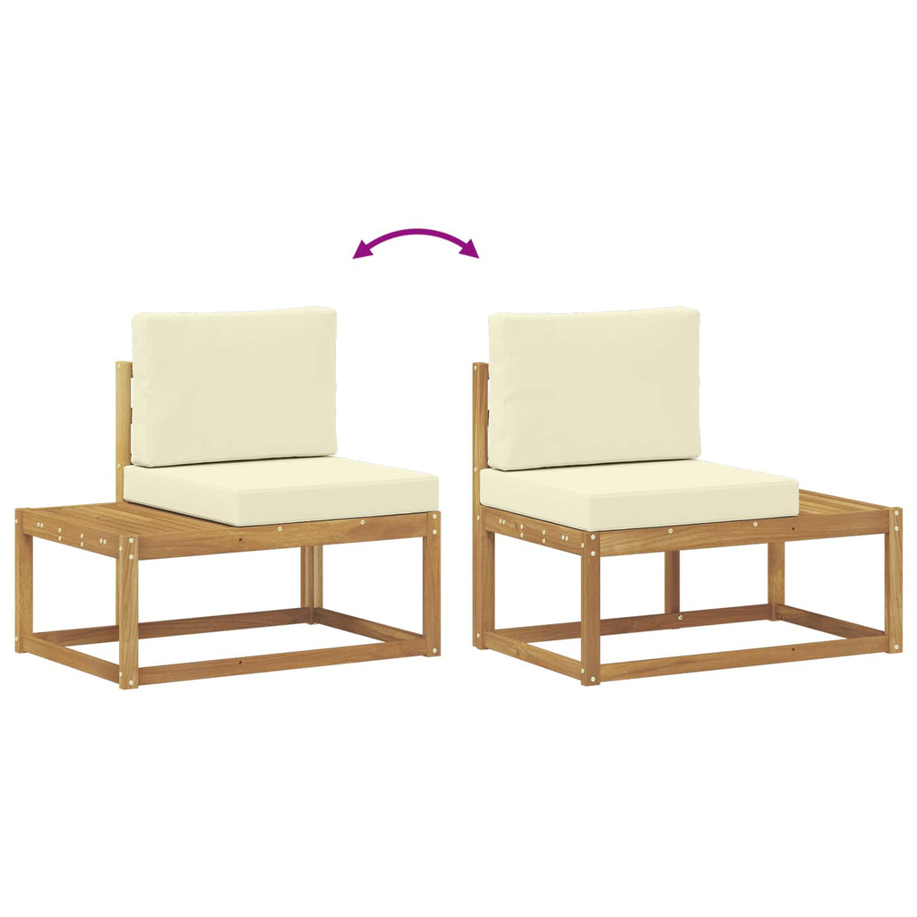 Outdoor-Sofagarnitur 5 Stück Weiß und Creme Polyester