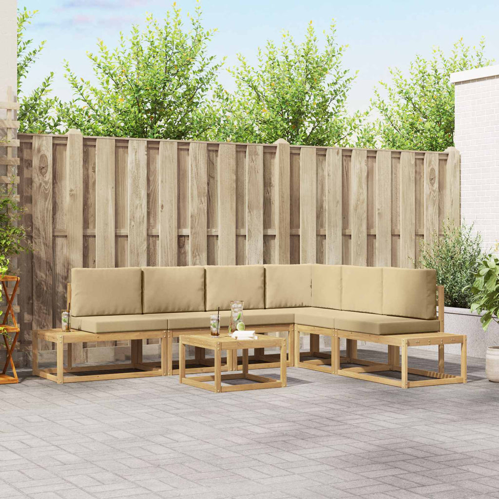 Outdoor-Sofagarnitur 5 Stück Weiß und Beige Polyester