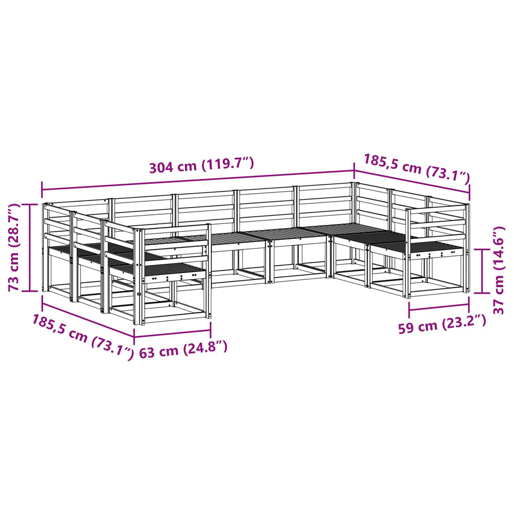 Outdoor-Sofagarnitur 9 pcs Weiß Massivholz Akazie