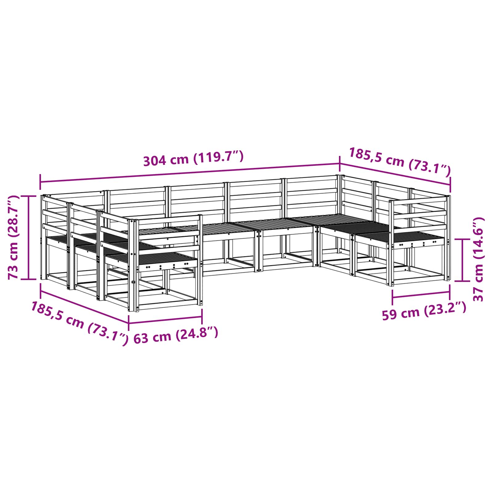 Outdoor-Sofagarnitur 9 pcs Weiß Massivholz Akazie